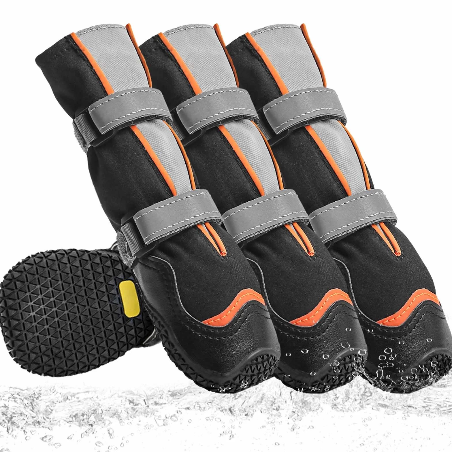 Lot de 4 chaussures imperméables pour chien OHCOZZY avec languette en forme de V et semelle en caoutchouc