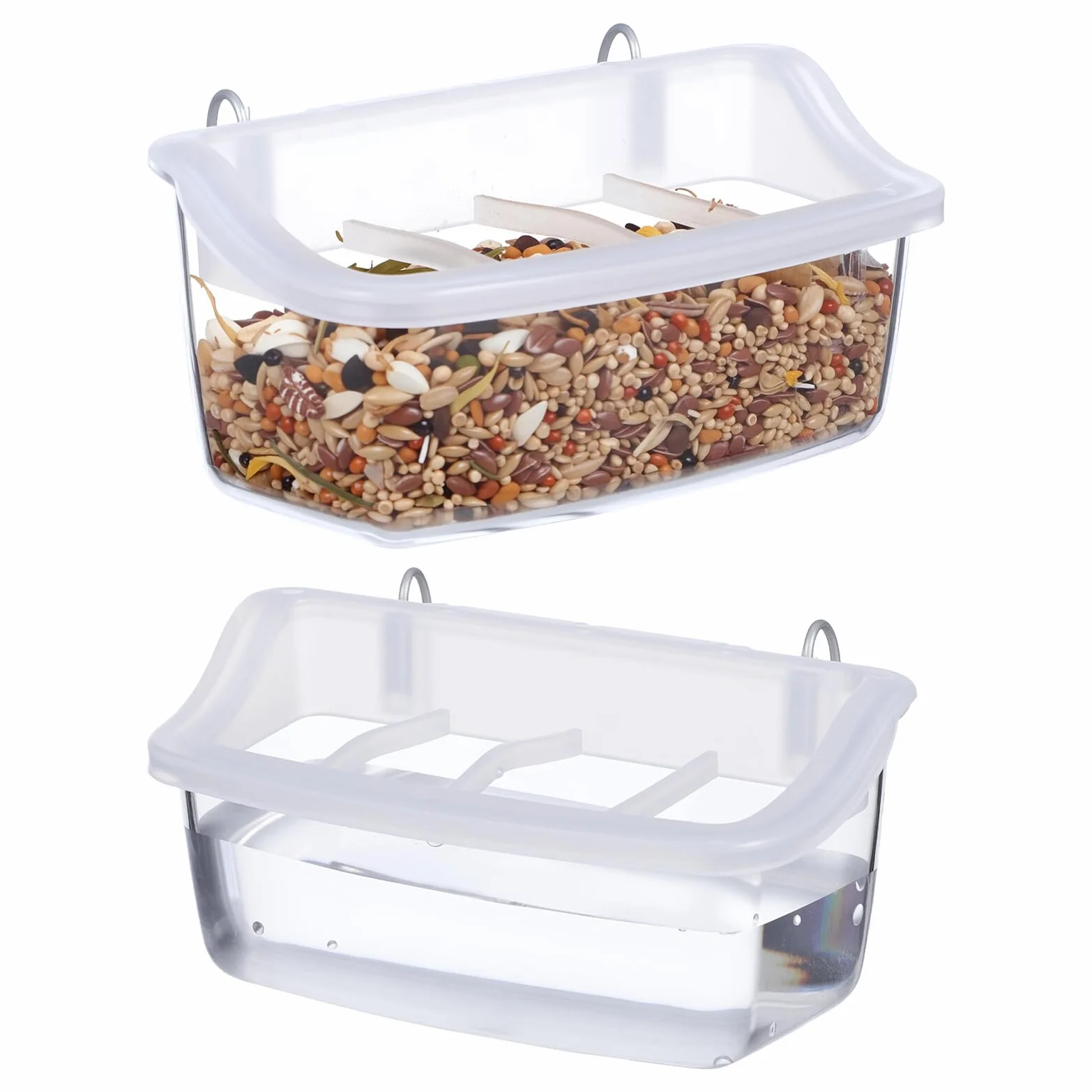 DOITOOL 2 Pièces Mangeoire pour Oiseaux Extérieur Plastique Transparent Suspendue Anti-gaspillage Compatible Cage Perroquets