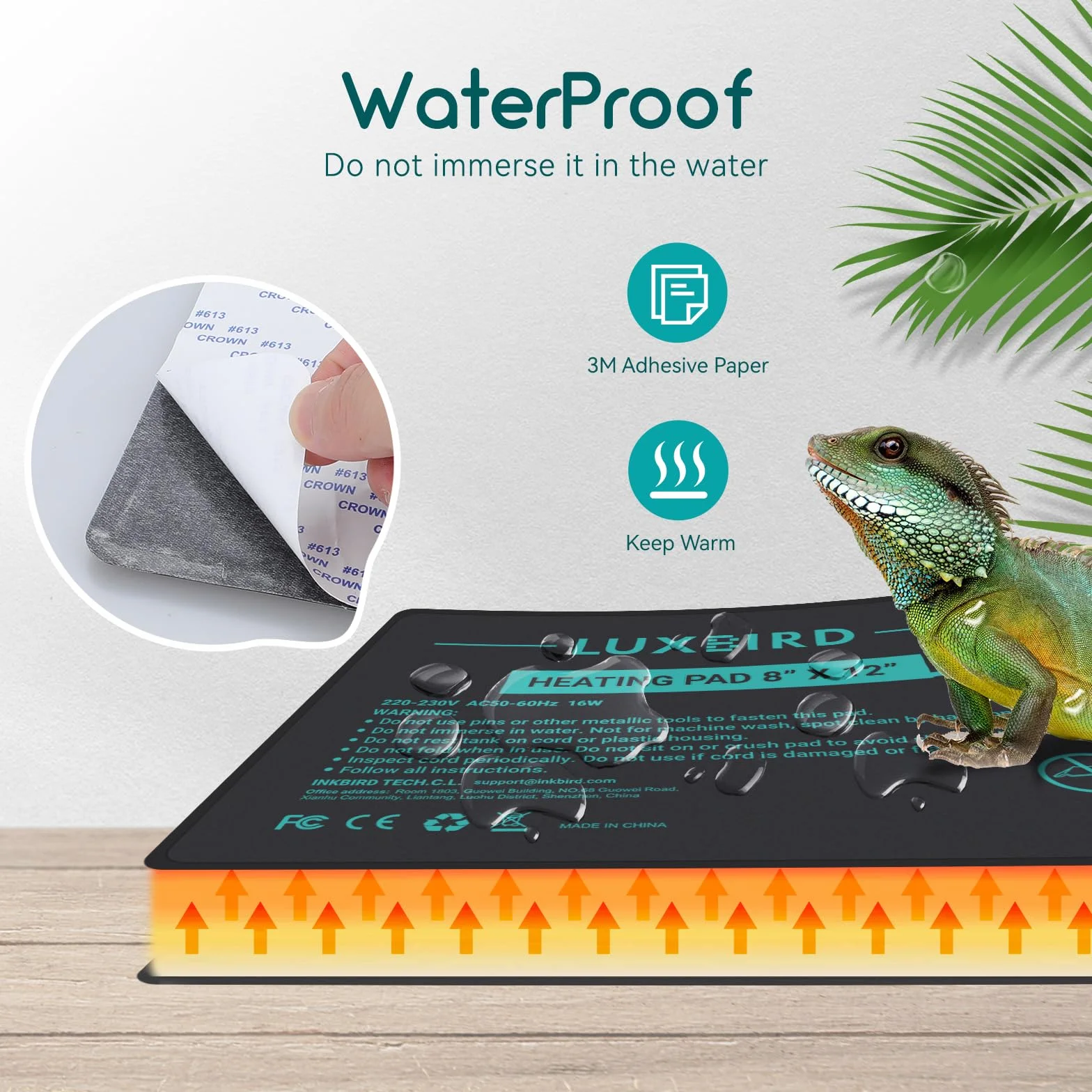 Luxbird Tapis Chauffant pour Terrarium avec Thermostat, 20x30cm, pour Reptiles et Tortues