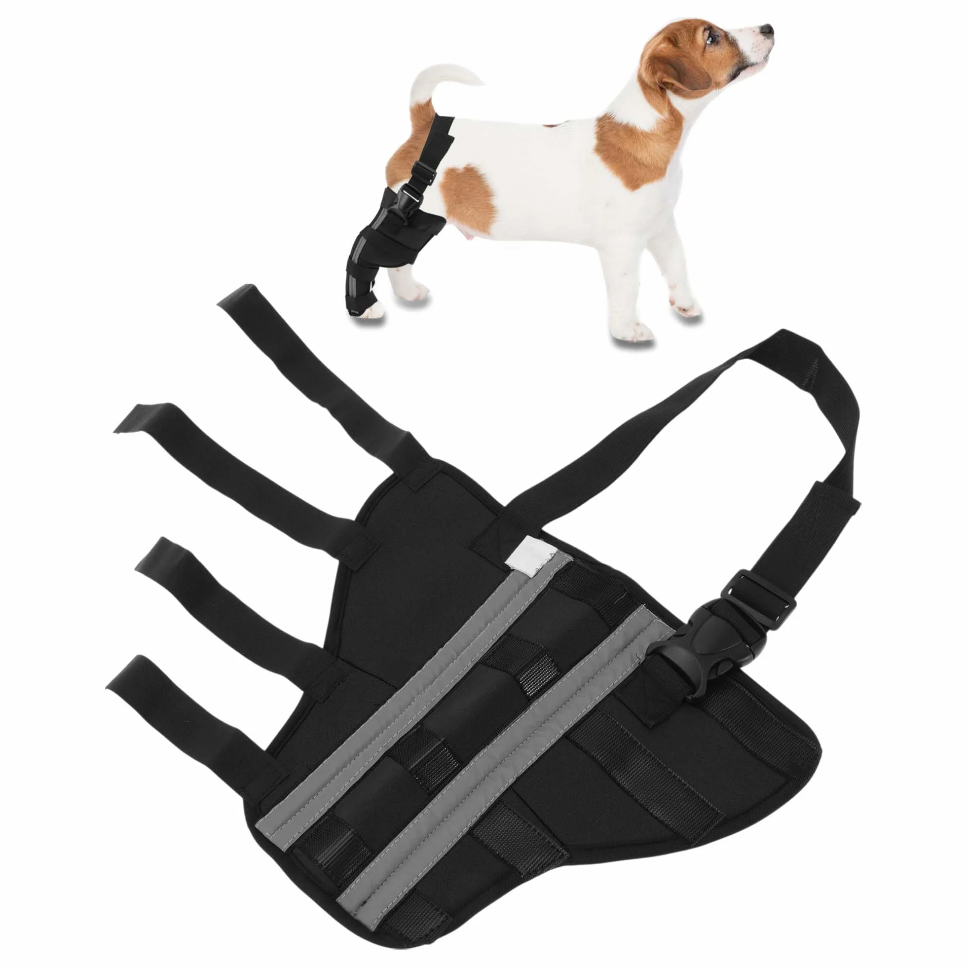 Genouillères Chien Support Jambe Arrière Droit, Bandage Respirante Articulaire, S, Noir