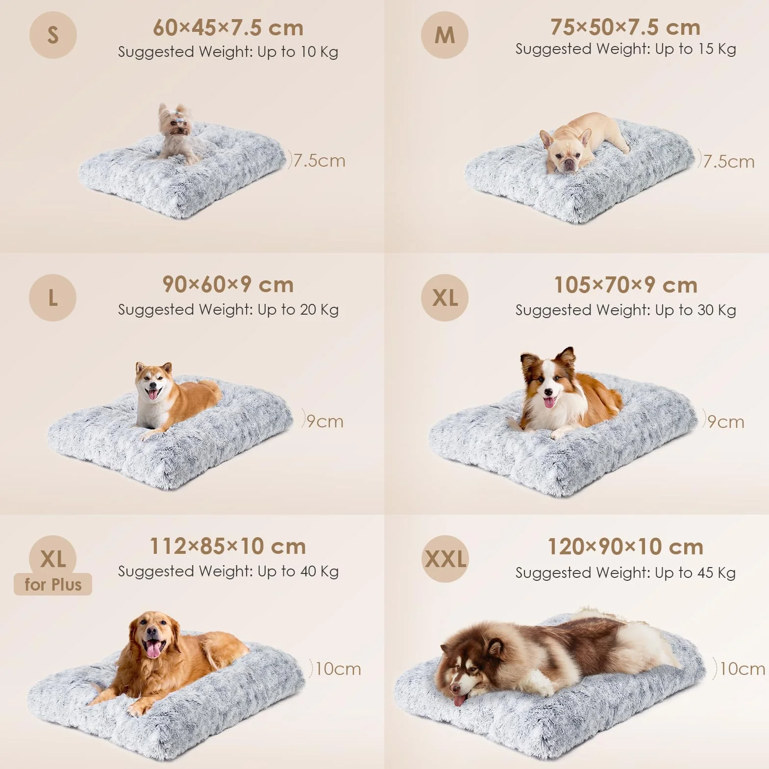 EHEYCIGA Panier Chien Grande Taille XXL 105x70cm Coussin Anti Stress Lavable Antidérapant Lit Moelleux Gris