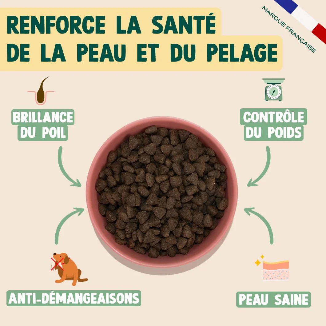 Franklin Croquettes pour Chien 70% Saumon Mono-protéine sans Céréales Peau et Pelage 2,5 kg