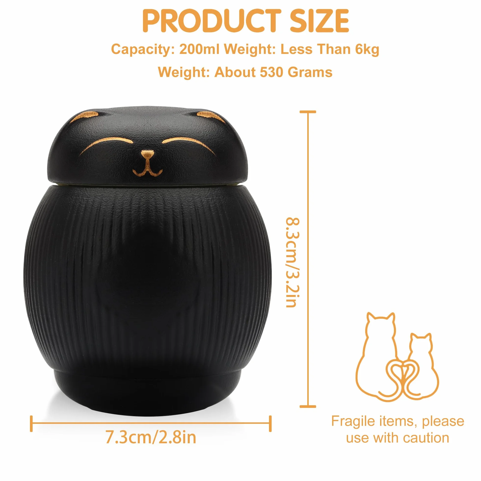 Urne en céramique pour chat - Urne funéraire pour animaux de compagnie - 170 ml