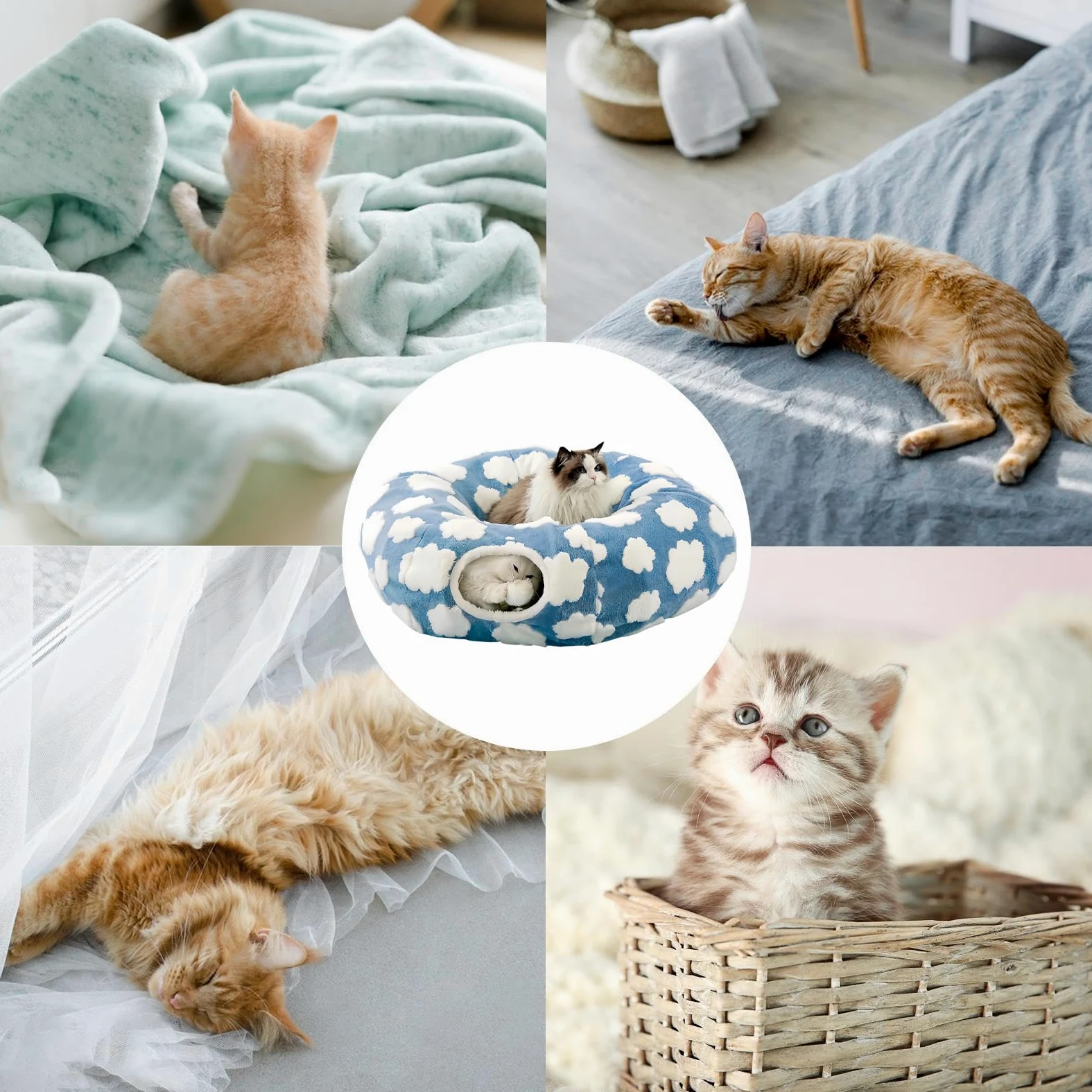 Tunnel De pour Chat Nid Lavable et Mignon | Tunnel Lit Mignon Pour Chat Pour Chaton Chiot Petit Chien Lapin Enrichissement Animaux Intérieur Chambre Salon Décoration