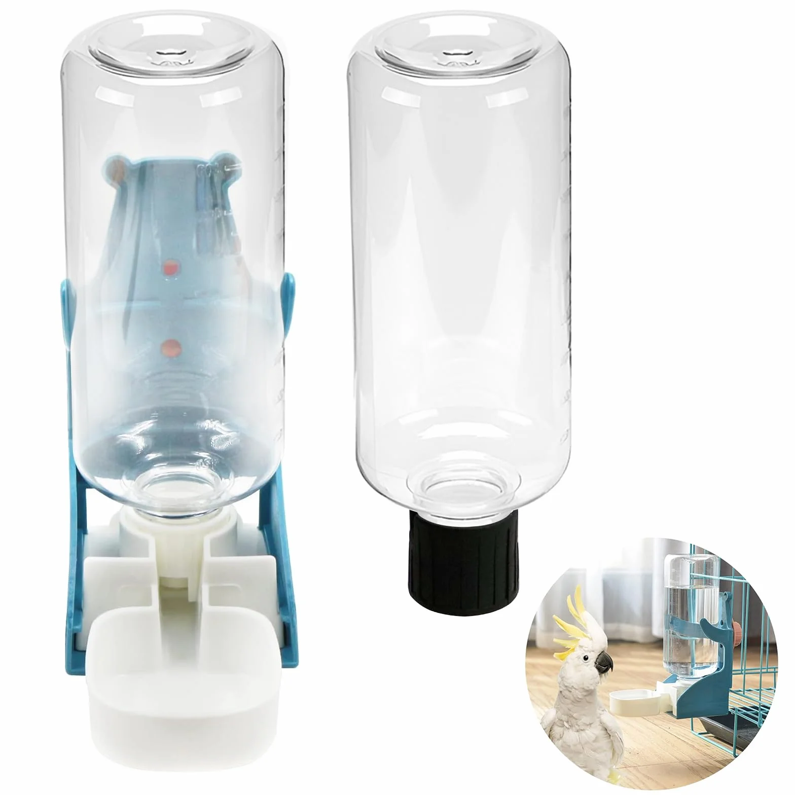 Distributeur Automatique d'Eau et de Nourriture pour Oiseaux en Cage, 500ml, pour Perroquets et Perruches