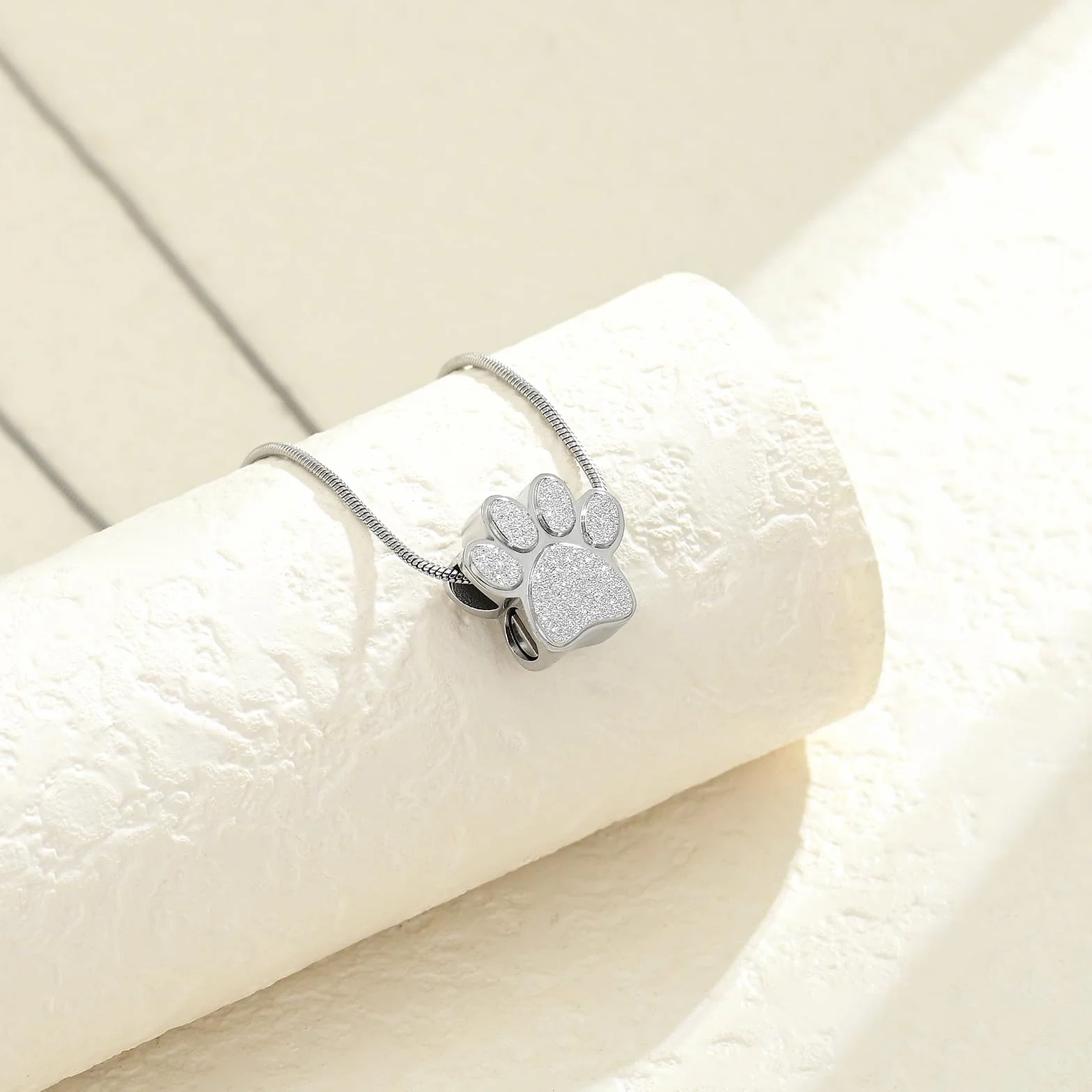 Collier urne cendres chat chien motif patte bijou funéraire homme femme cadeau commémoratif