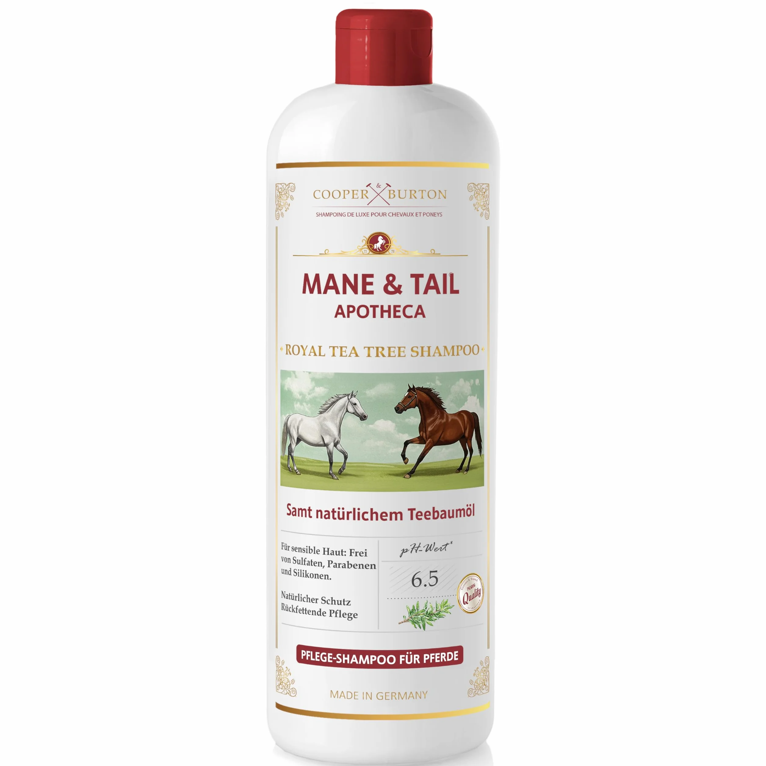 COOPER & BURTON Huile d'arbre à thé Shampoing pour chevaux et poneys 500 ml pH neutre