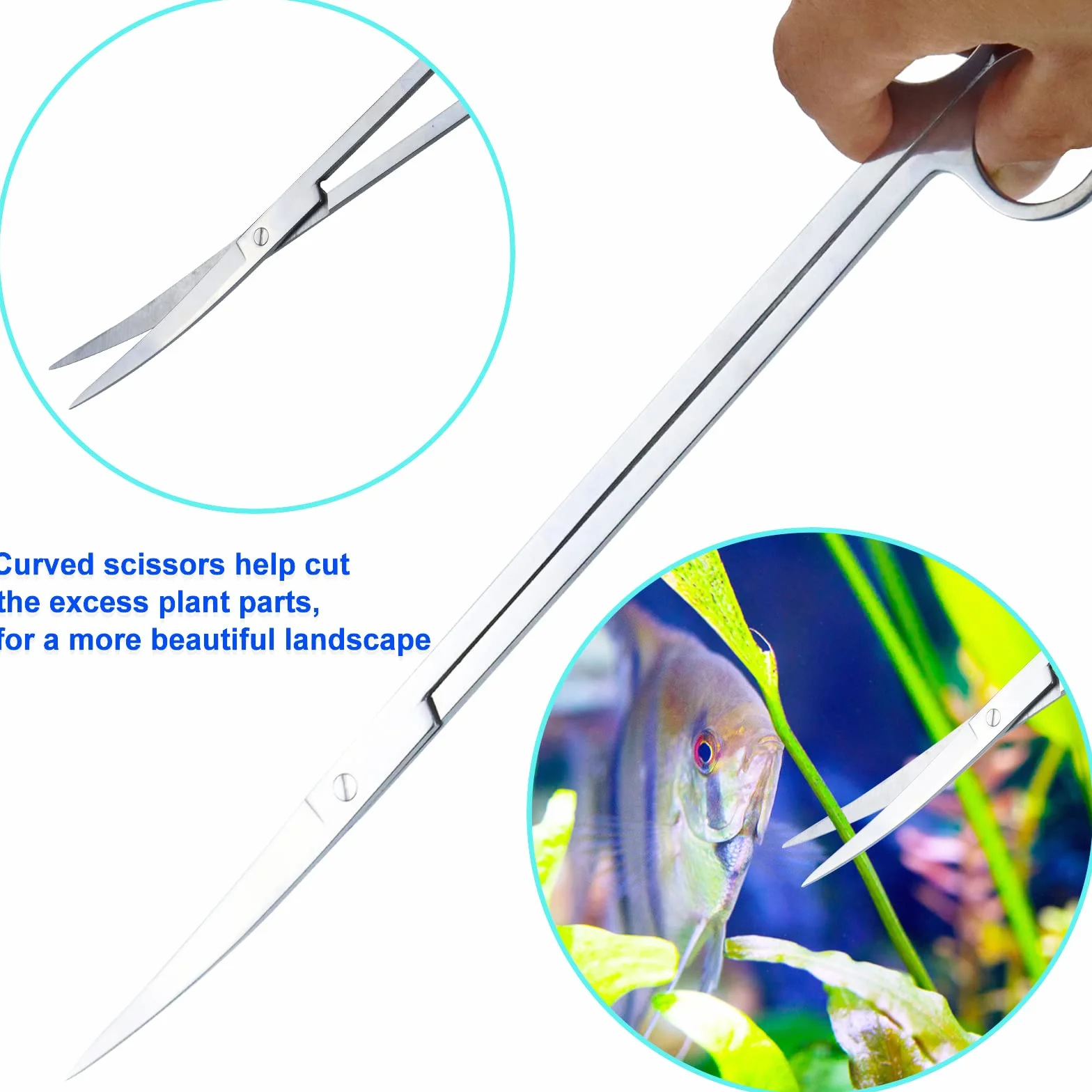 Kit d'outils pour aquarium Aquascape 38,1 cm acier inoxydable 4 en 1 antirouille pinces ciseaux spatules grattoirs