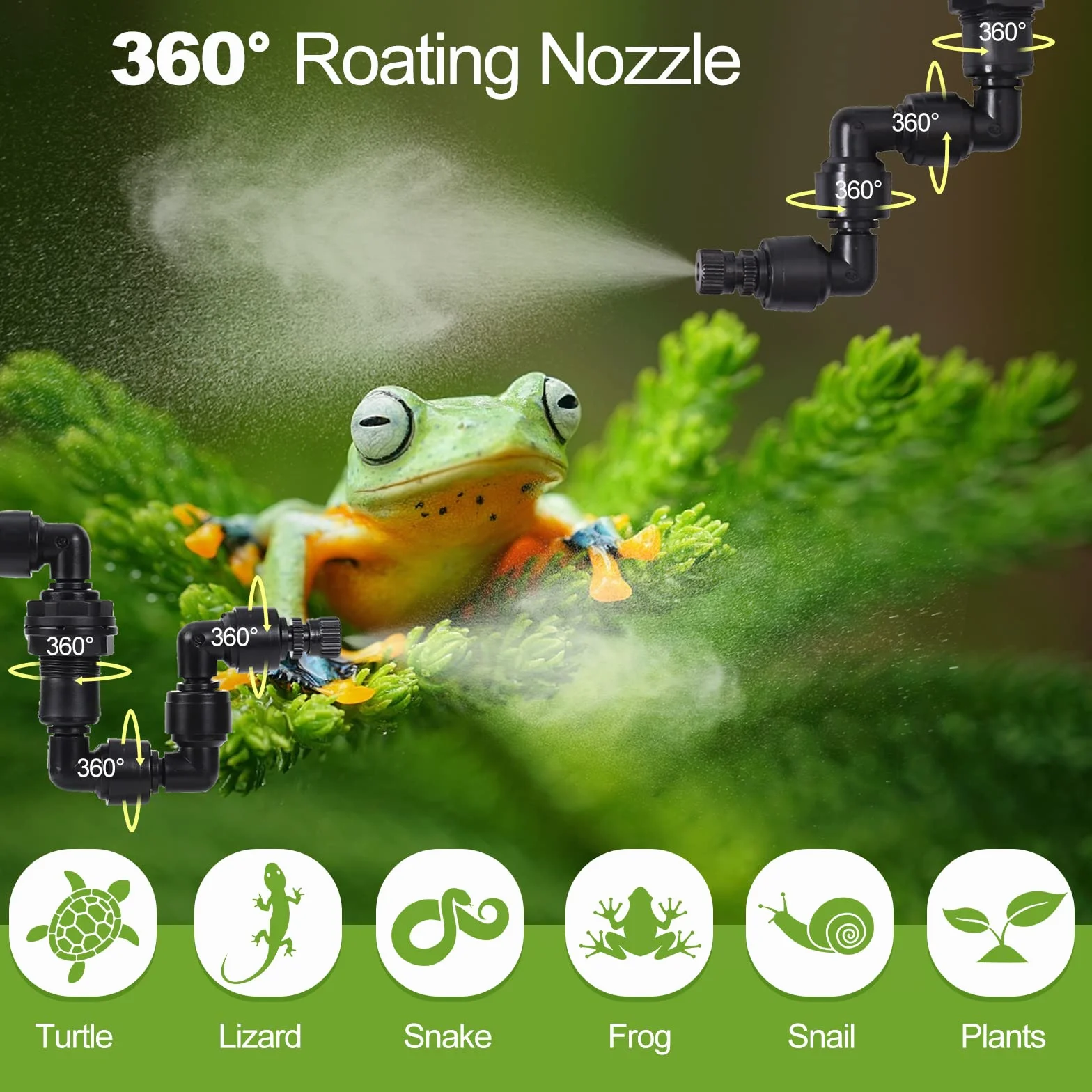 Humidificateur pour Reptiles Diealles Shine Système de Brumisation Intelligent avec Arroseur Réglable Automatique pour Terrarium
