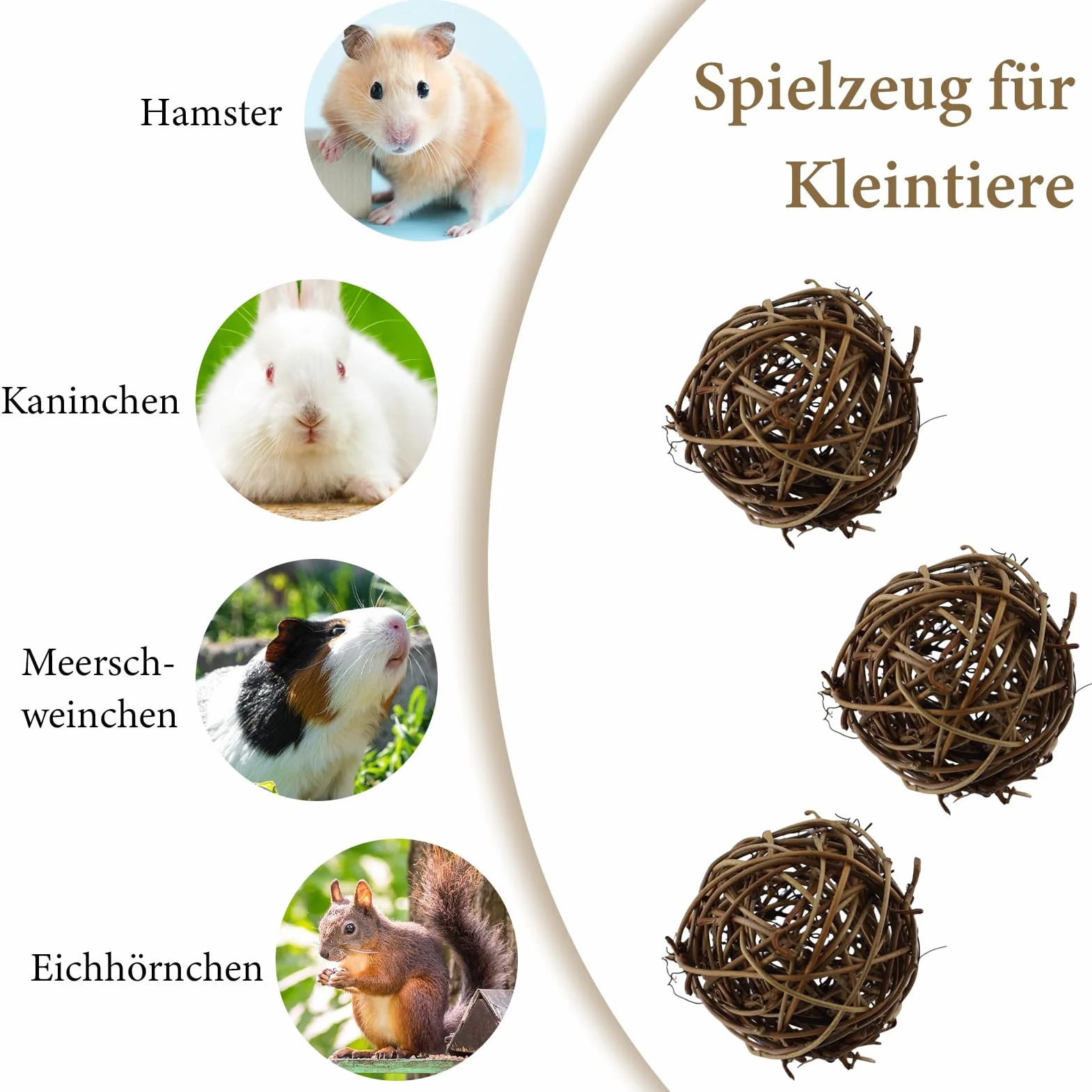 Boules en Osier Naturel Jouet à mâcher pour Petits Animaux Ø6cm 10 Pièces