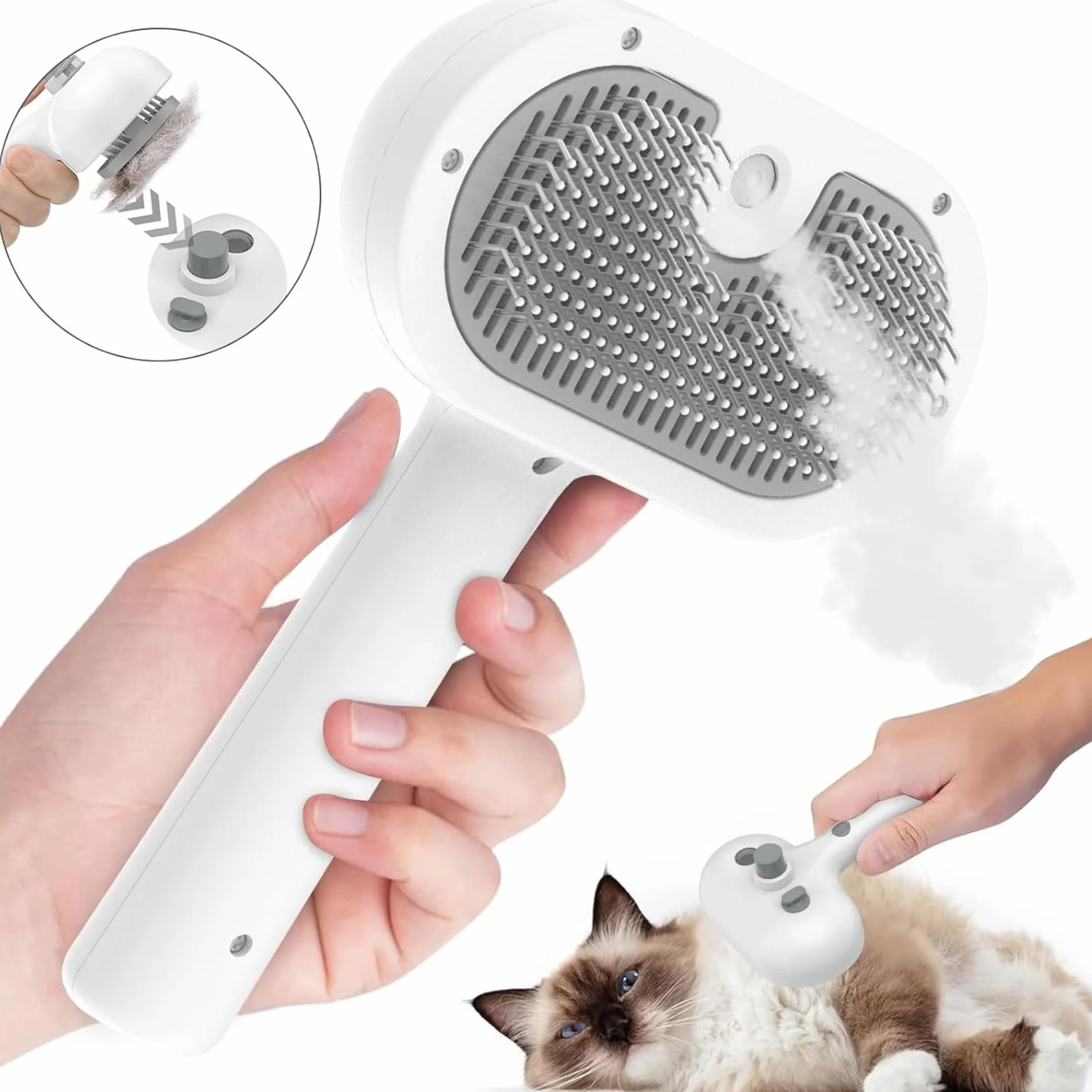 GROOMSY Brosse à vapeur rechargeable pour animaux de compagnie nettoyage pelage chiens chats