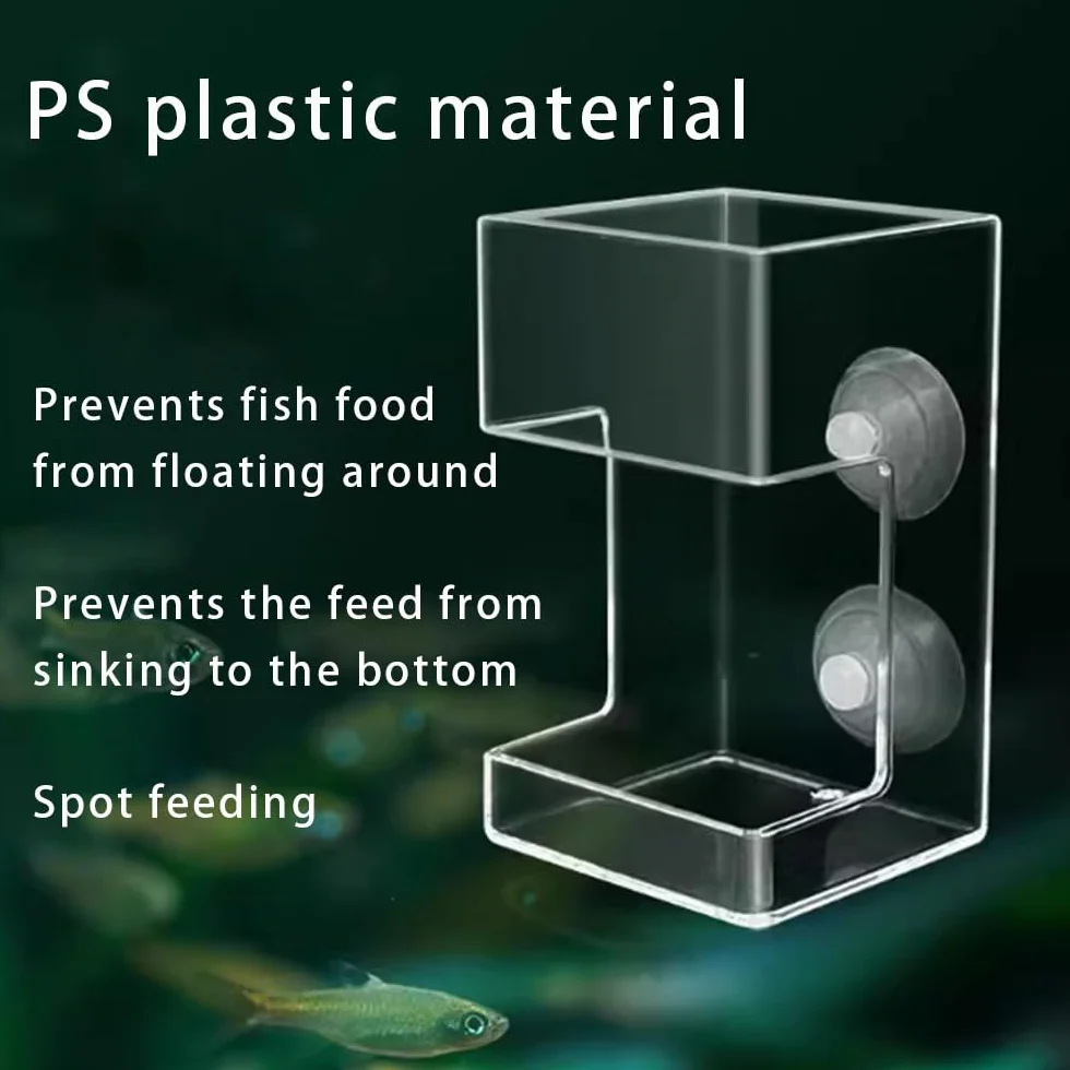 Distributeur Nourriture Poisson Anneau Carré Transparent Aquarium Accessoire Anti-Flottement