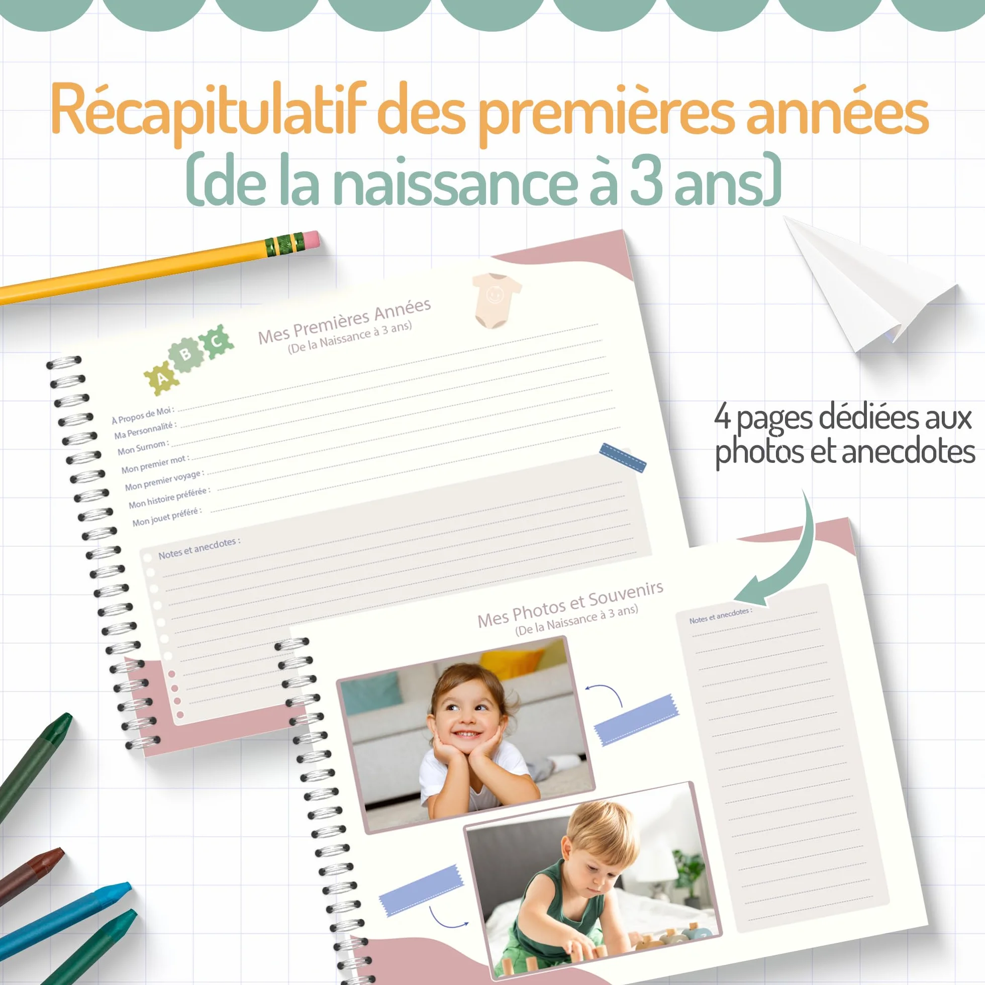 Album photo de classe souvenirs scolaires maternelle lycée 77 pages stickers vert