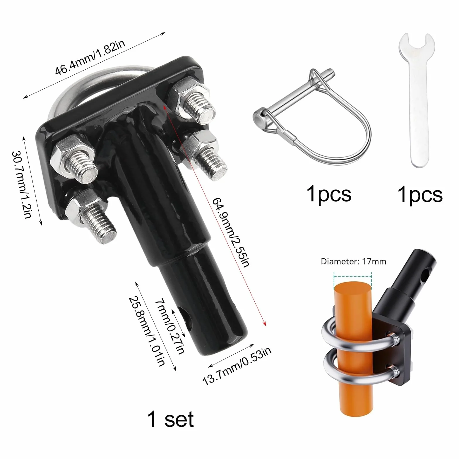Connecteur de Remorque de Vélo avec Goupille de Sécurité pour Transport d'Animaux et Marchandises