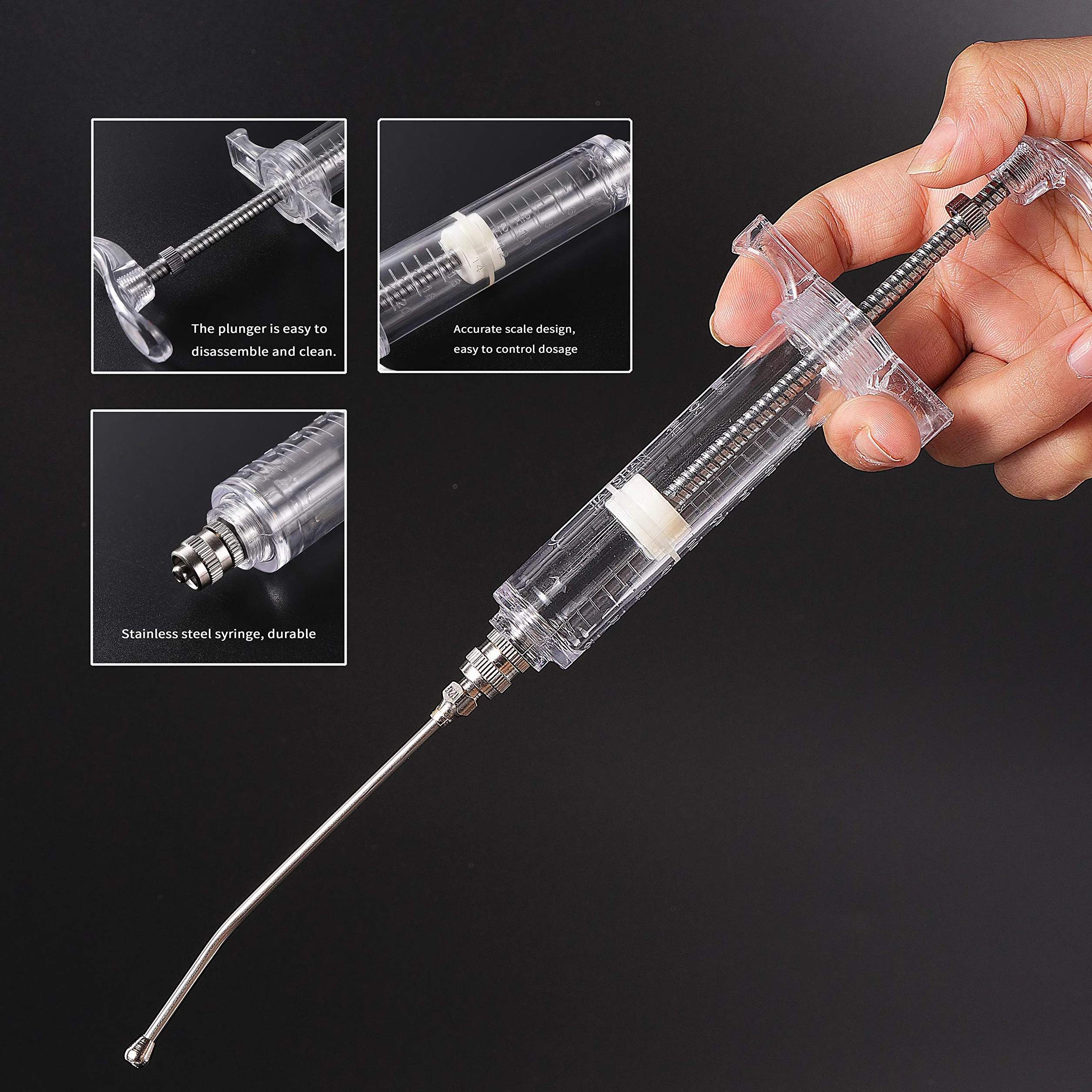 Lot de 6 seringues d'alimentation manuelles pour bébé oiseau perroquet avec tubes incurvés et cuillère en acier inoxydable 50 ml