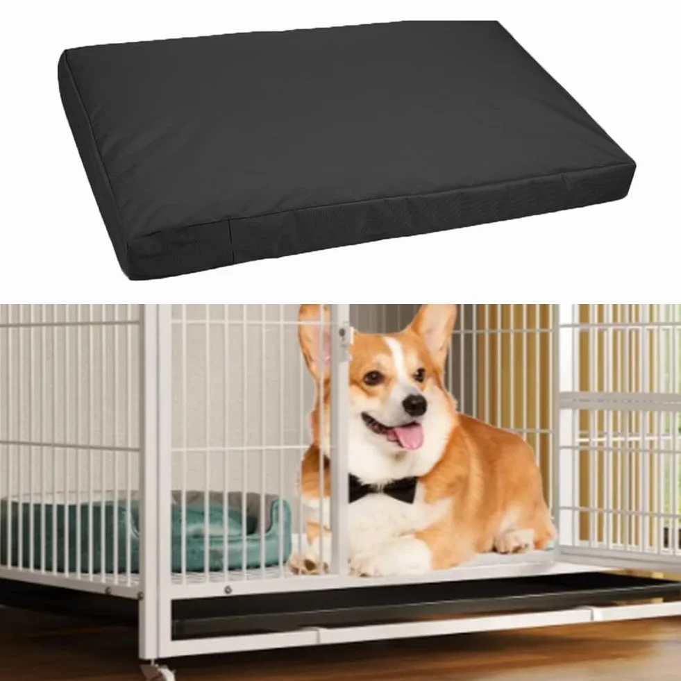Housse imperméable pour lit de chien 122 x 92 x 10 cm noir amovible lavable fermeture éclair