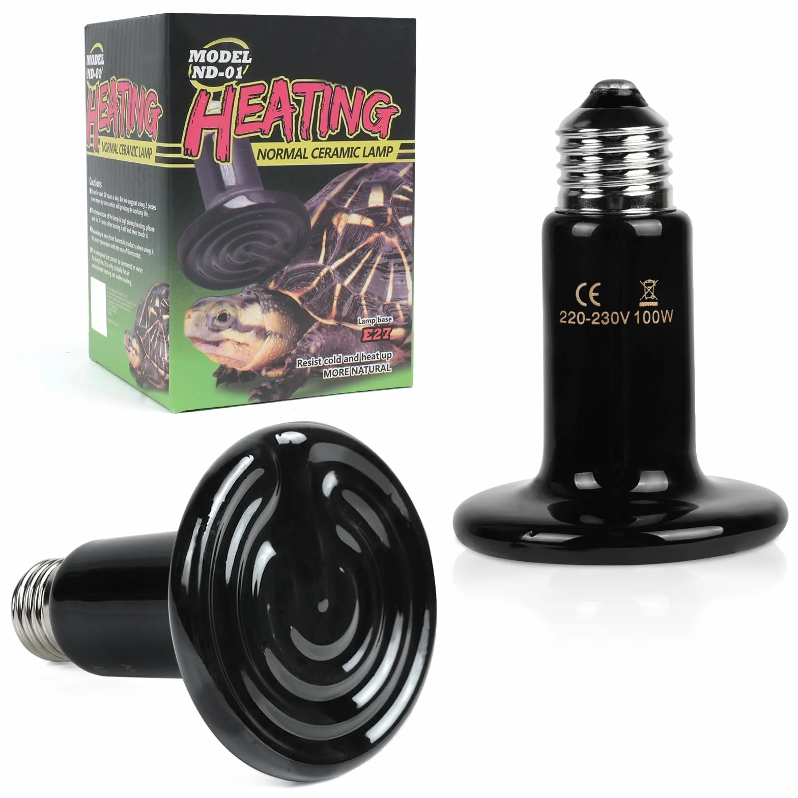 Ampoule Céramique Chauffante 220V 100W E27 Reptiles Noire Infrarouge