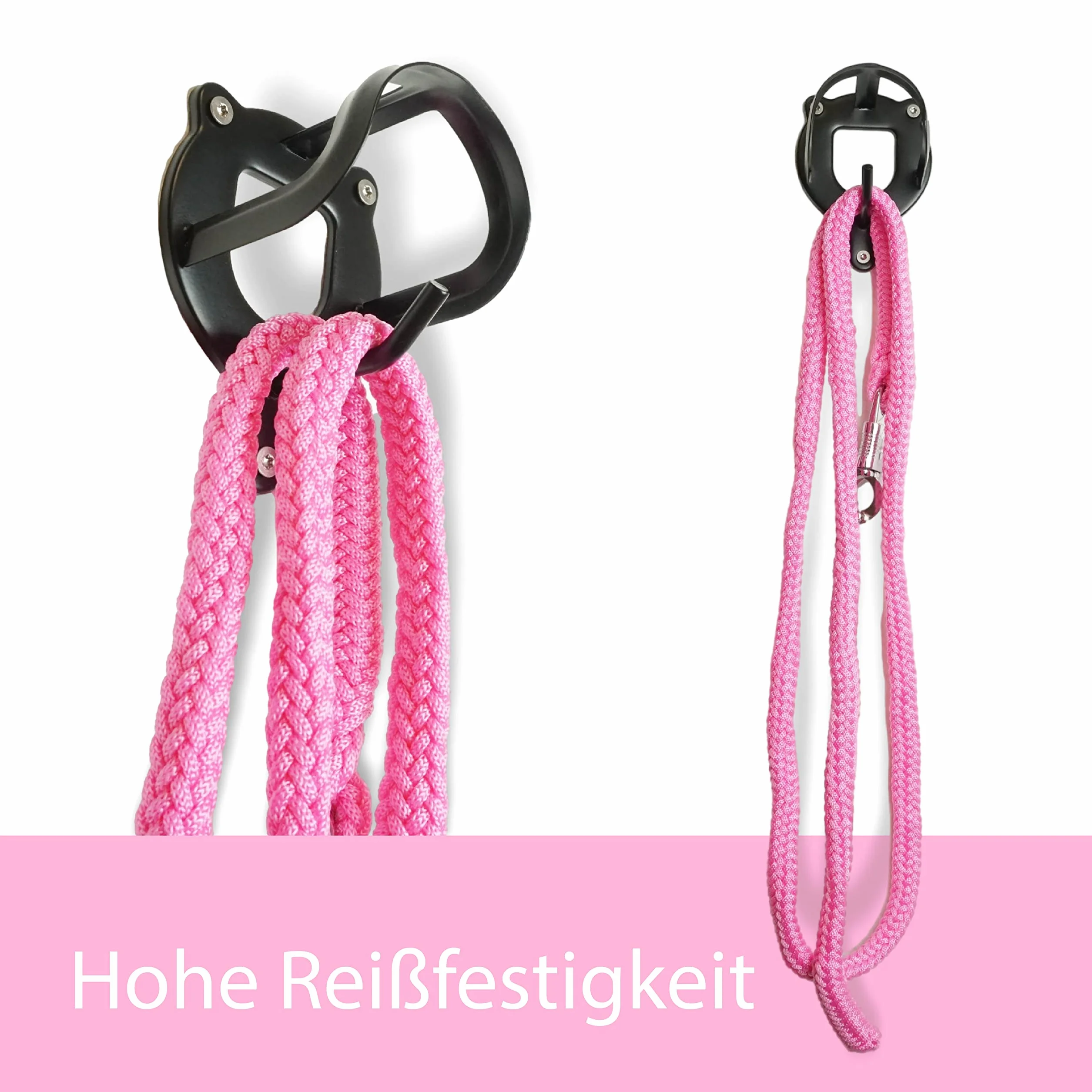 Longe pour cheval Anbindestrick avec mousqueton antipanique 2m Rose