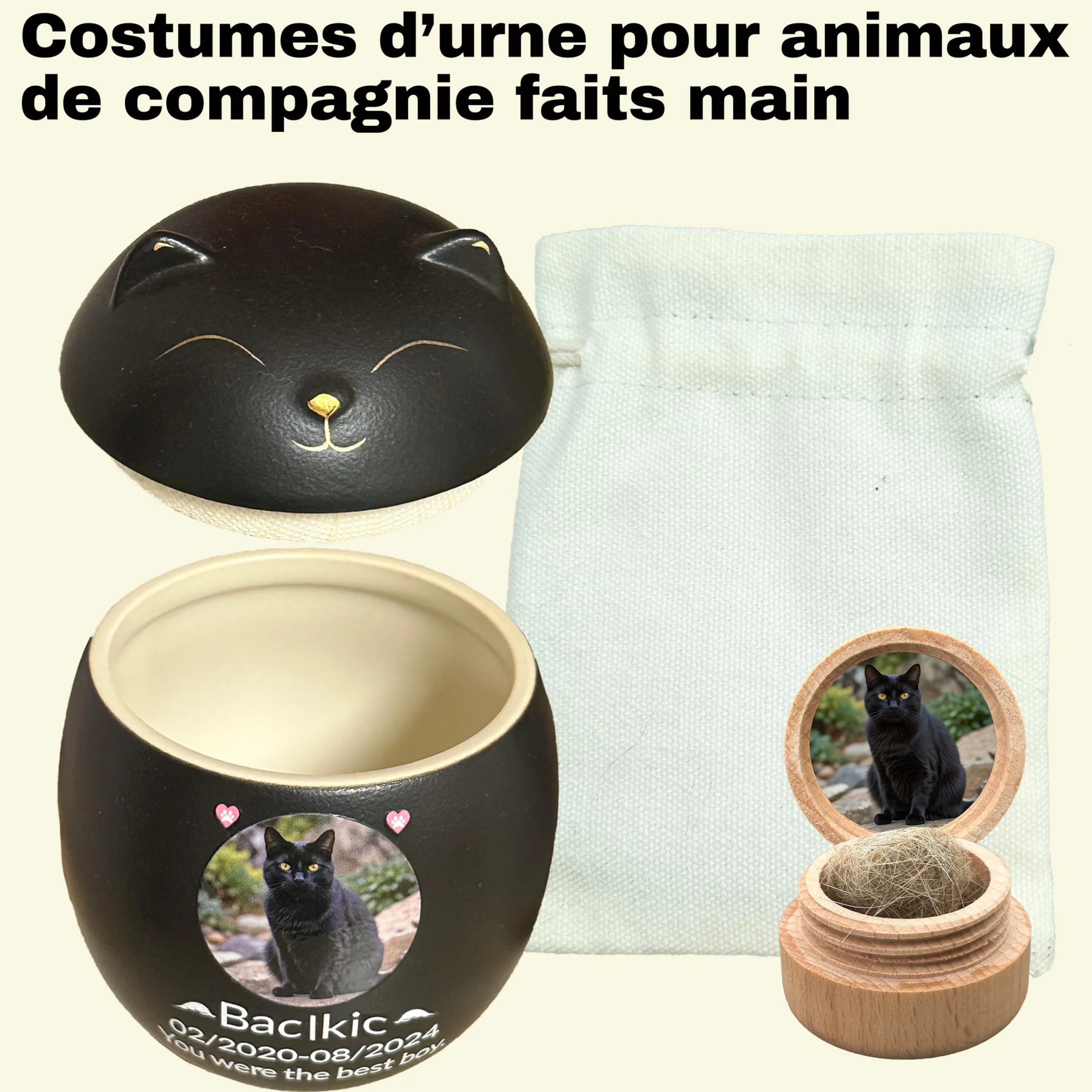 Urne pour Chat Personnalisée Handmade Crémation Cendres (oranger)