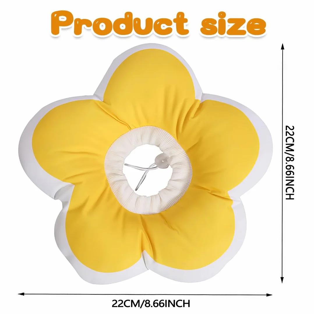Collier élisabéthain pour chat coton suède respirant micro imperméable anti-taches fleur protection (S)