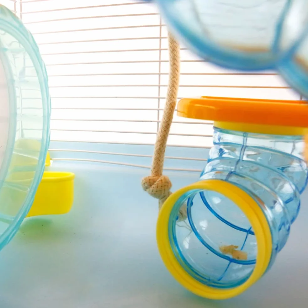Cage à hamster pour petits animaux 2 couches transparente avec plateau spacieux, facile à nettoyer, respirante, facile à nettoyer. Dimensions : 36 x 26 x 25 cm (l x L x H). Convient pour les petits