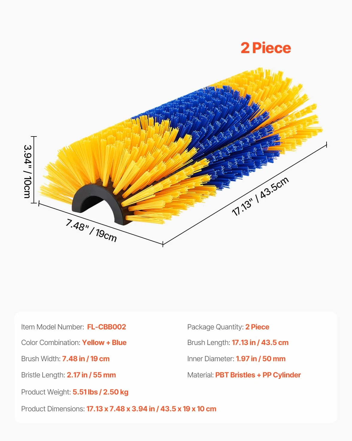 VEVOR Brosse à Gratter pour Bétail Cheval Anti-démangeaisons 43,5 x 19 cm Lot de 2