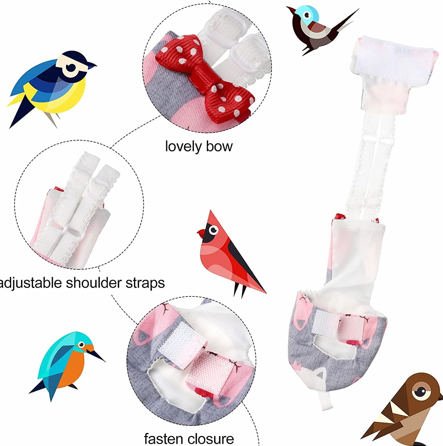 Namvo Lot de 4 Couches pour Oiseaux Lavables Réutilisables Imperméable