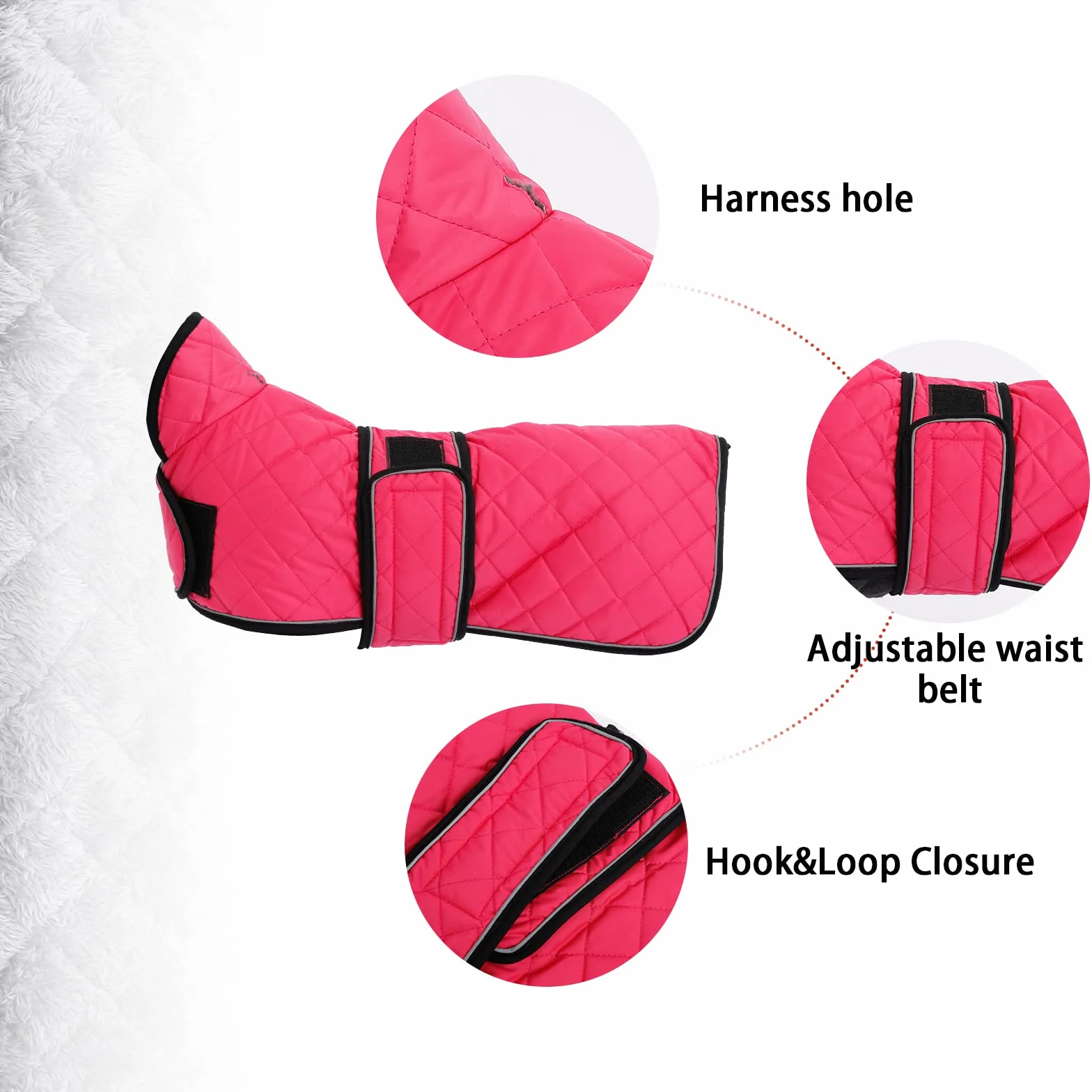 Manteau imperméable pour Teckel, Manteau d'hiver pour Chien avec Doublure en Polaire, Bandes réglables - Rose XS