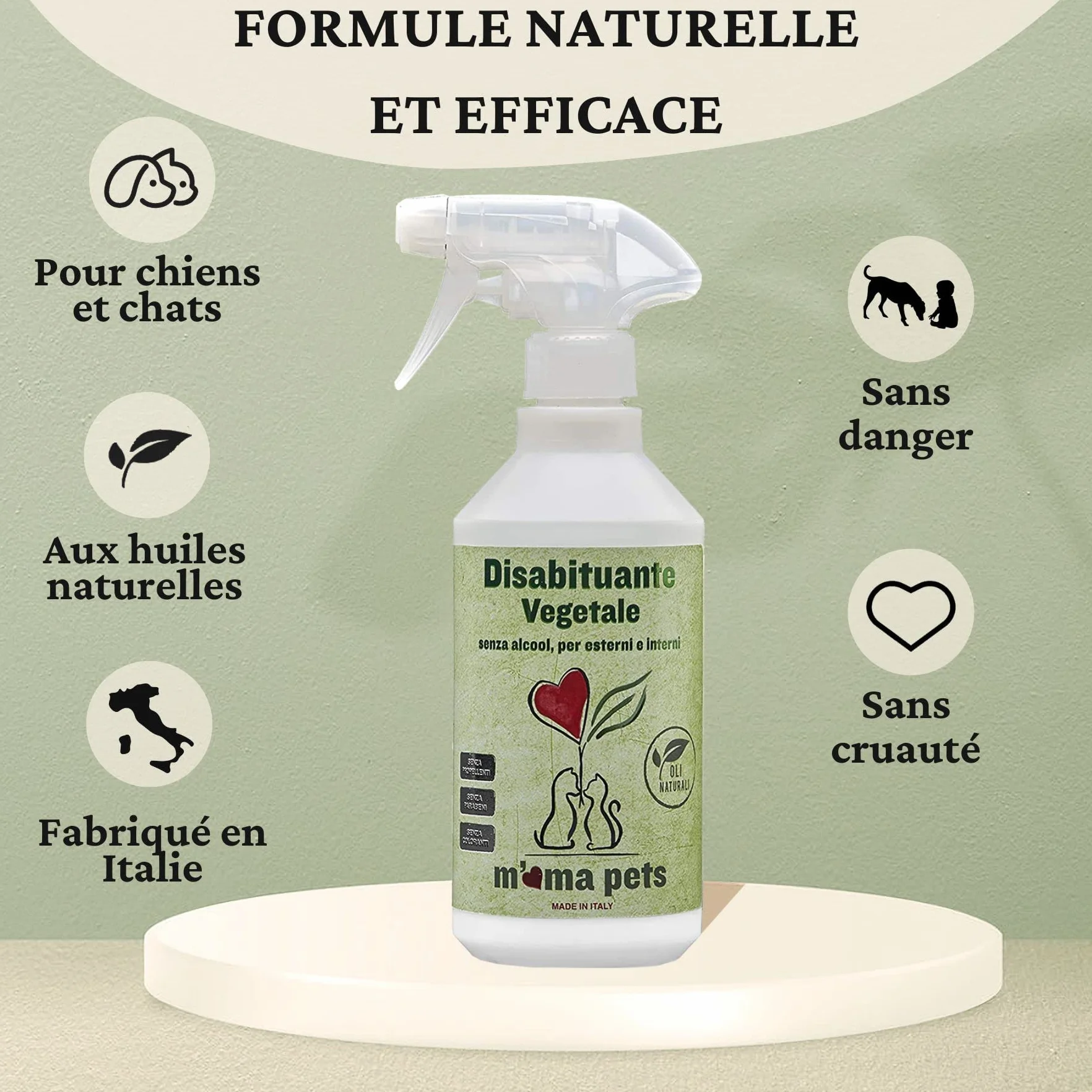 Mama Pets Répulsif pour Chiens et Chats 500ml Spray Anti-Urine Intérieur Extérieur