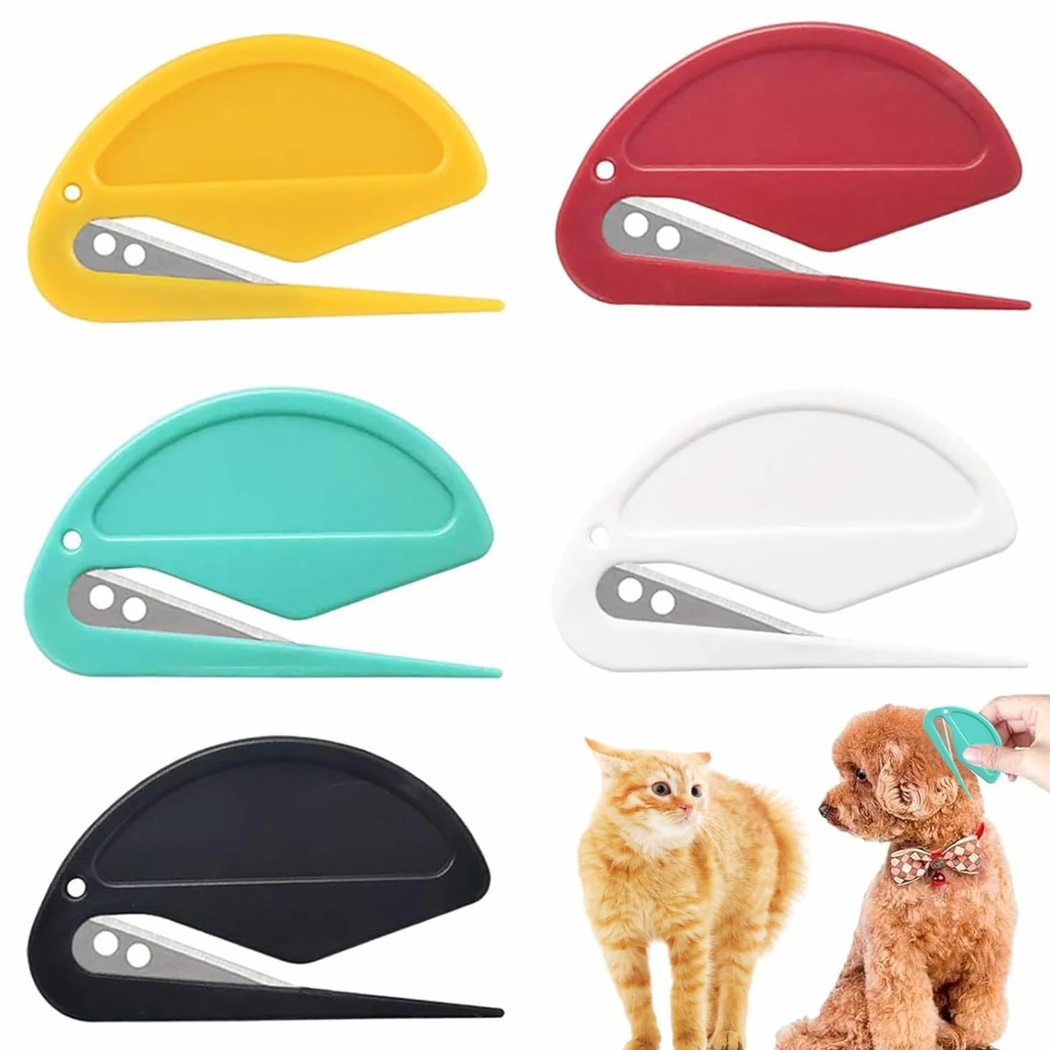 Coupe Noeud Chat Poil 5pcs Coupe-Papier d'emballage Coupe Papier Coulissant pour Chats et Chiens