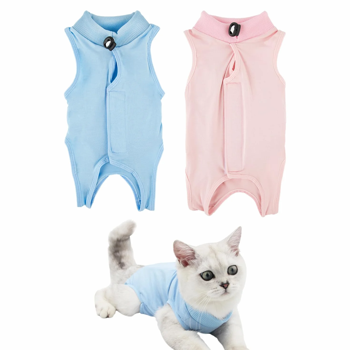 Lot De 2 Vêtements De Stérilisation pour Chat, Combinaison Postopératoire pour Plaies Abdominales