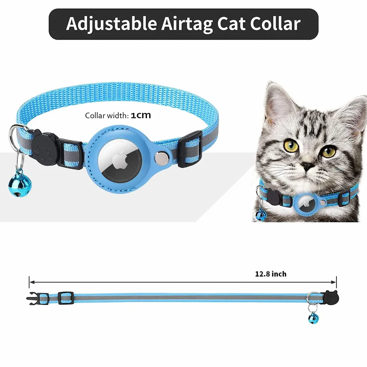 Collier Chat Airtag Support Apple Air Tag Réfléchissant Boucle Sécurité Anti étranglement Chaton