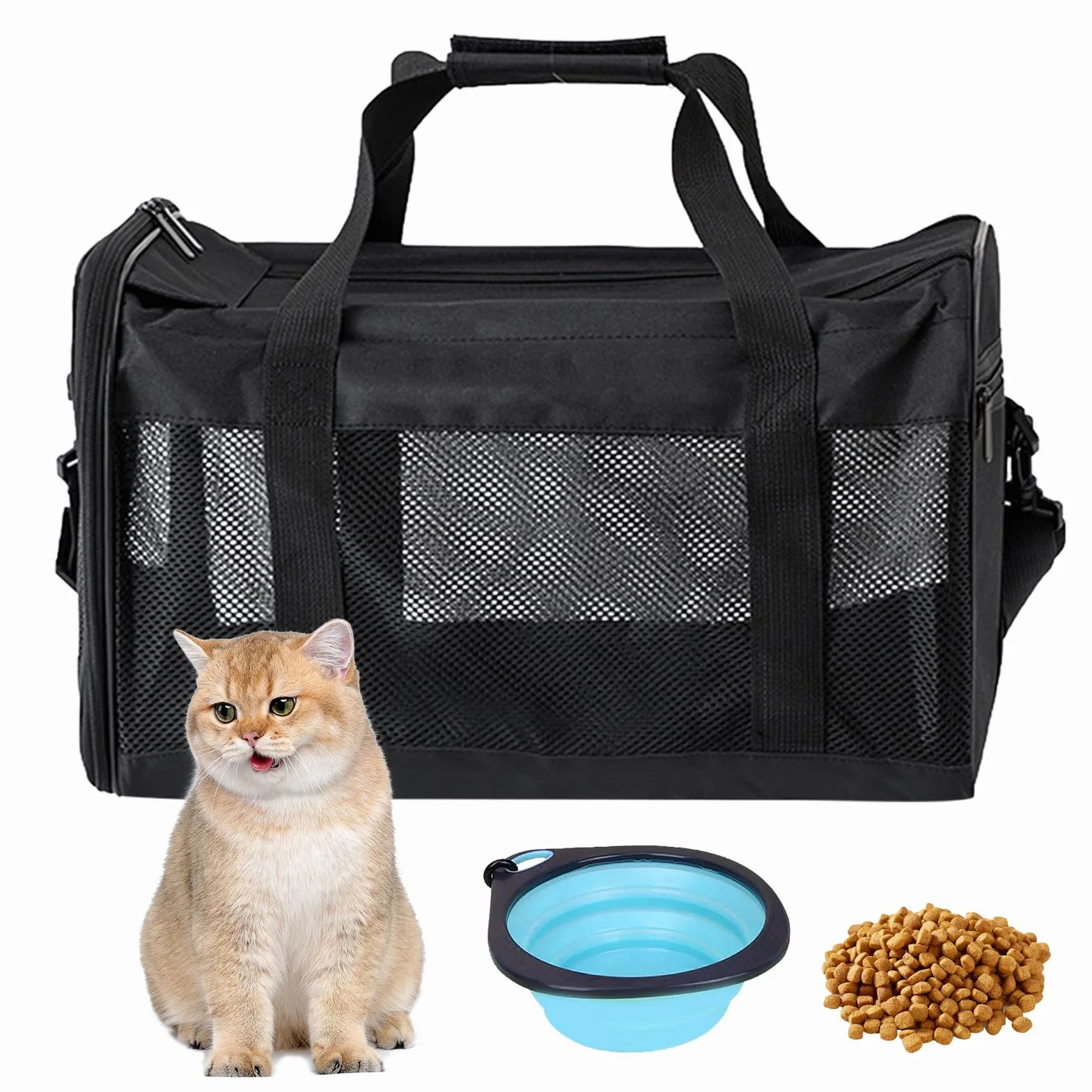 BYZESTY Pliable Boîte de transport pour chien et chat 42x27x28 cm avec gamelle