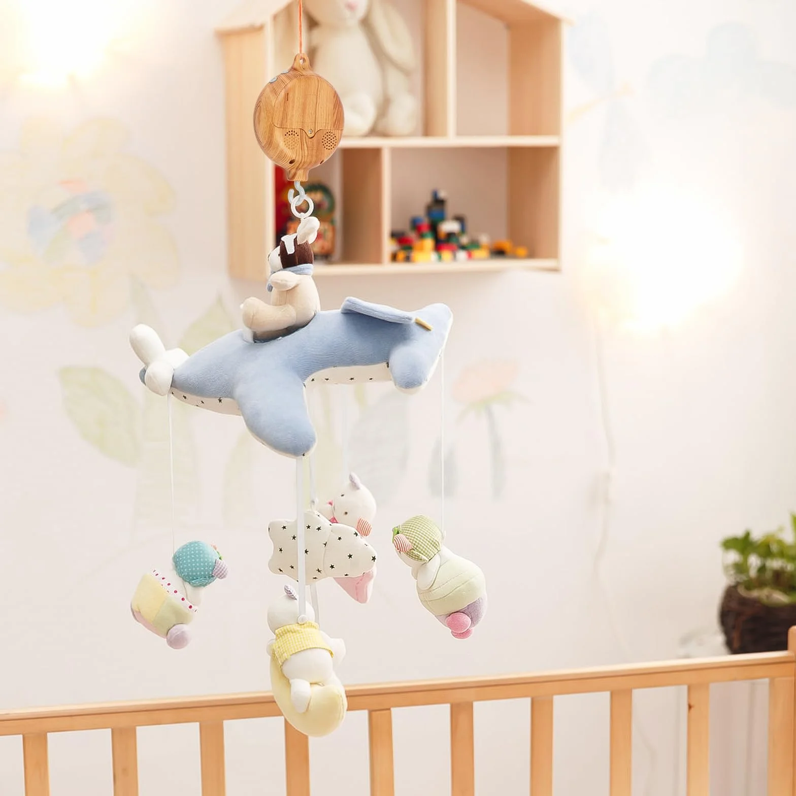 Boîte à musique mobile pour bébé avec crochet rotatif – Jouet de crèche à piles – 35 mélodies