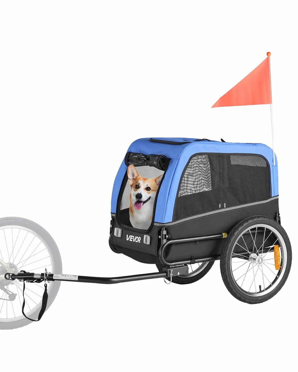 VEVOR Pliable Remorque de Vélo Chien 30 kg Porte Animaux de Compagnie avec Roues à Dégagement Rapide