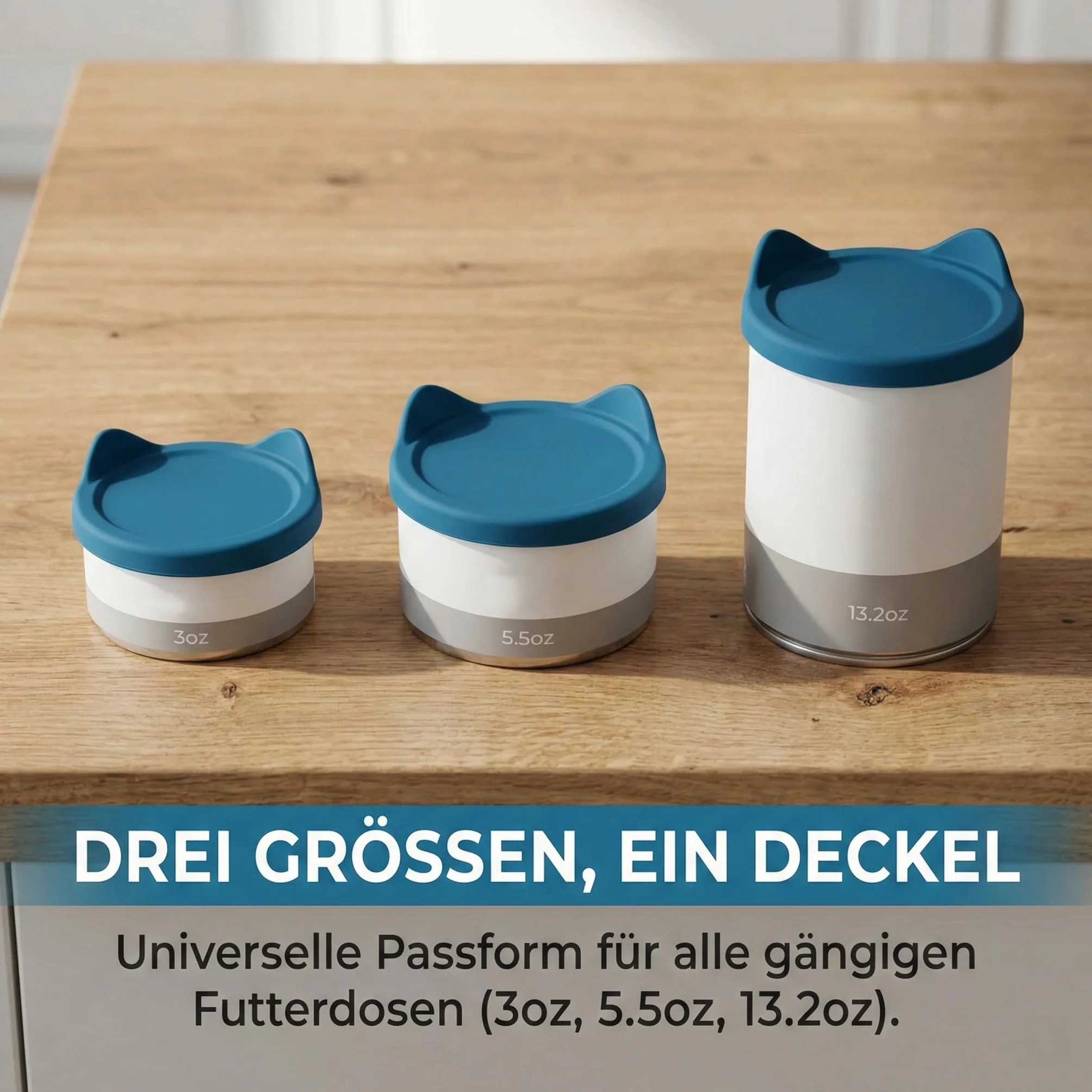 Couvercles de Boîte Universels en Silicone pour Nourriture pour Chat, Bleu Foncé, Passent au Lave-Vaisselle