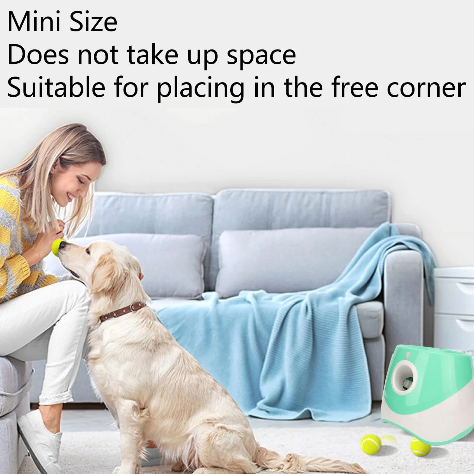 Lanceur de balle automatique pour chien, lanceur de balles automatique avec 3 modes, lanceur de balles pour chien rechargeable avec 3 balles de tennis pour jouer en intérieur et en extérieur