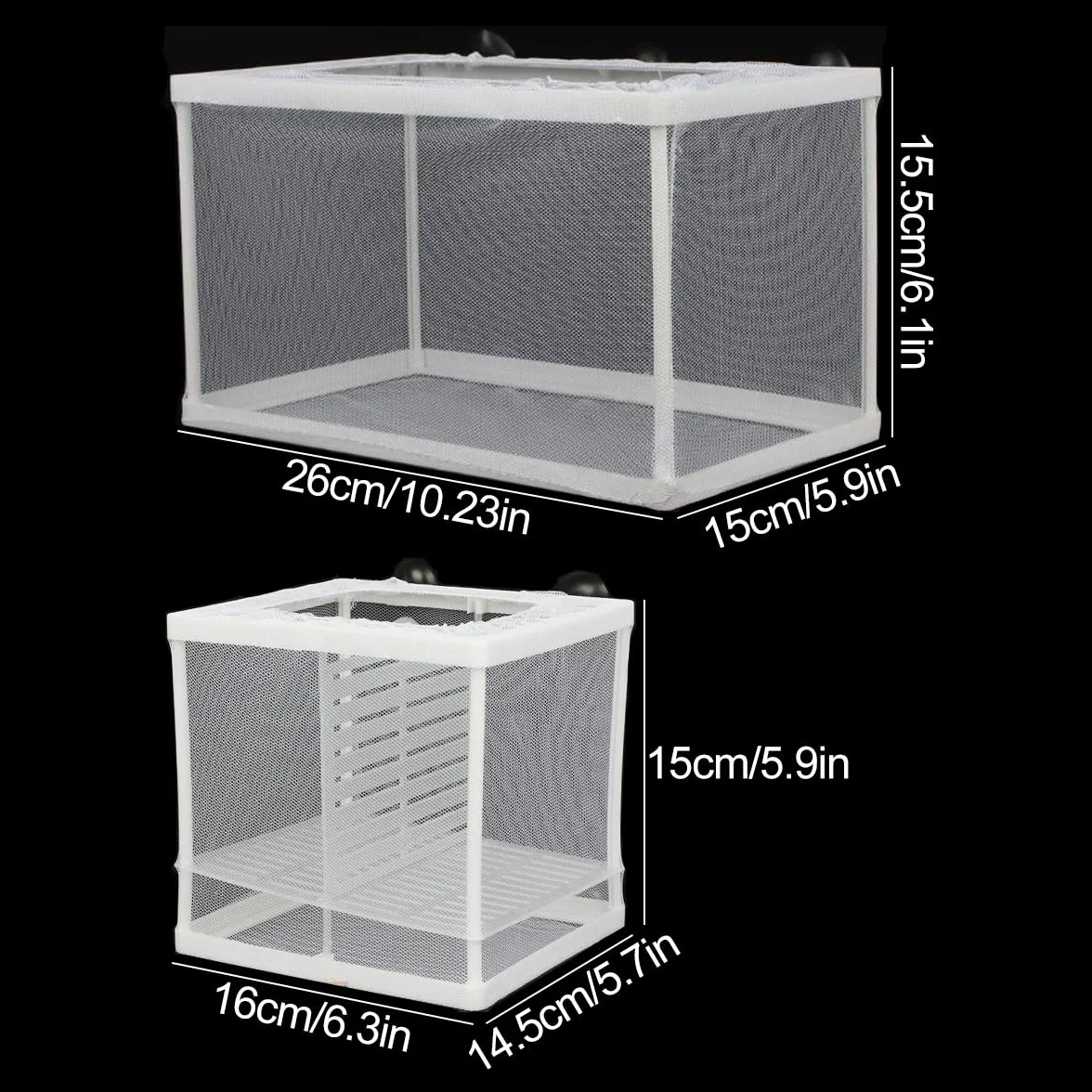 Boîtes d'élevage d'aquarium, Filet d'élevage de Poissons Double Couche avec Ventouses pour Aquarium Poisson Réservoir (Blanc)