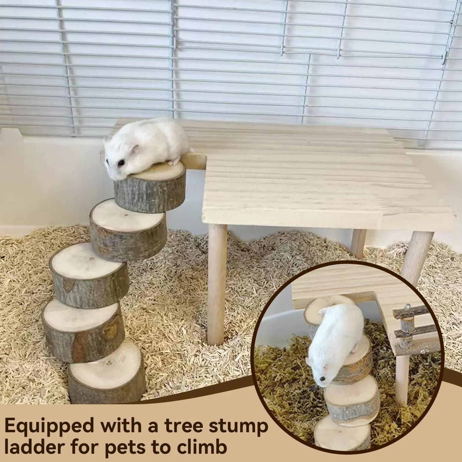 Plateforme d'escalade pour Hamster 29x20x15,5cm en Bois avec échelle perchoir Accessoires Cage Jouet