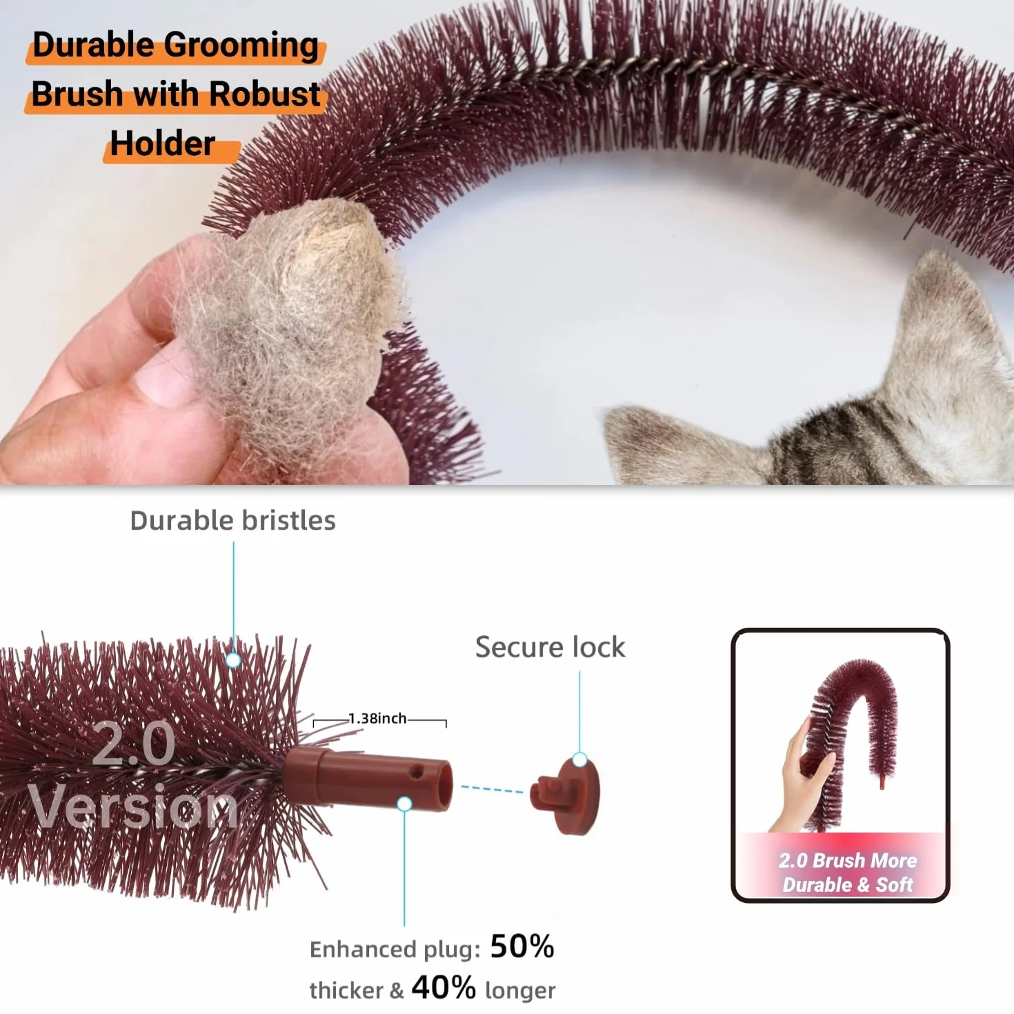 Happi N Pets Brosse à Poils pour Chat avec Grattoir Robuste et Herbe à Chat