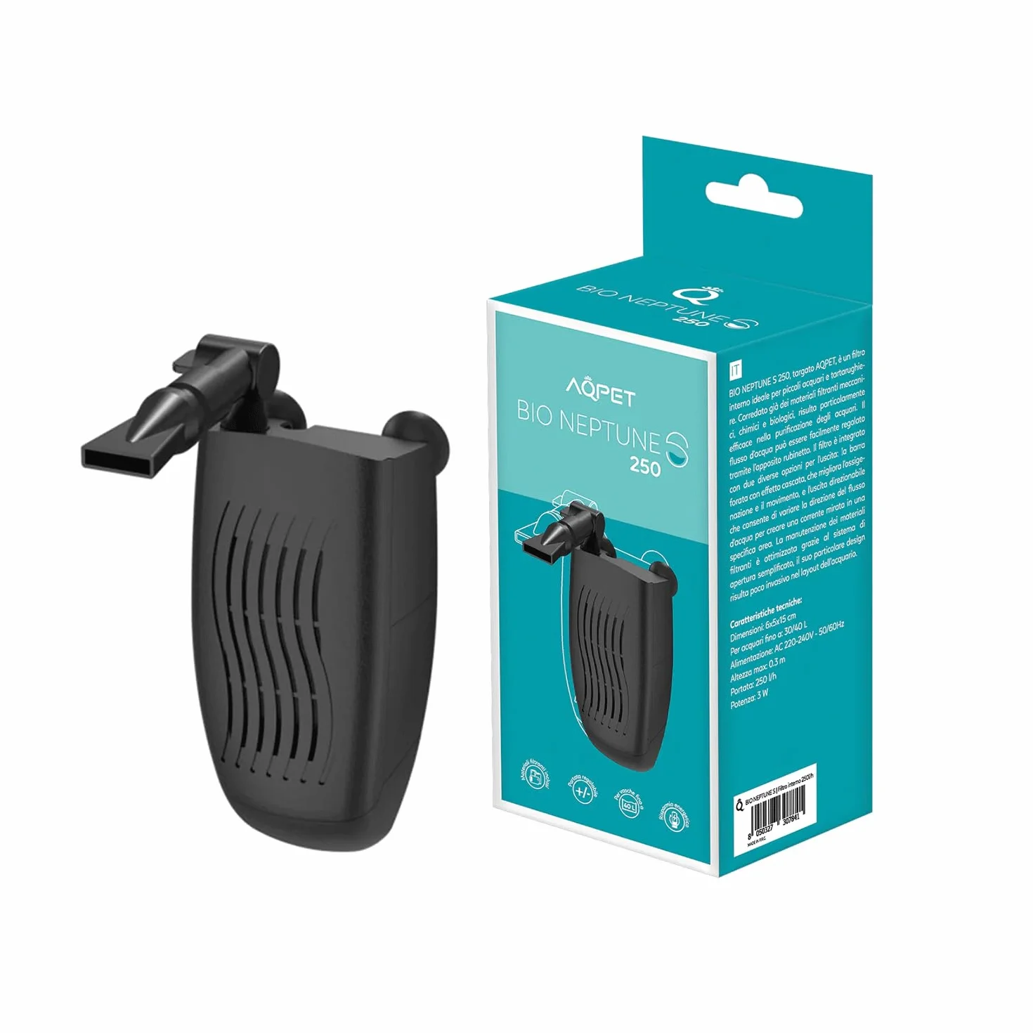 AQPET One Mini Aquarium en Verre Noir 20 litres - Aquarium Complet avec Filtre intérieur, Sable, Plante décorative et Fond - 36 x 22 x 26 cm