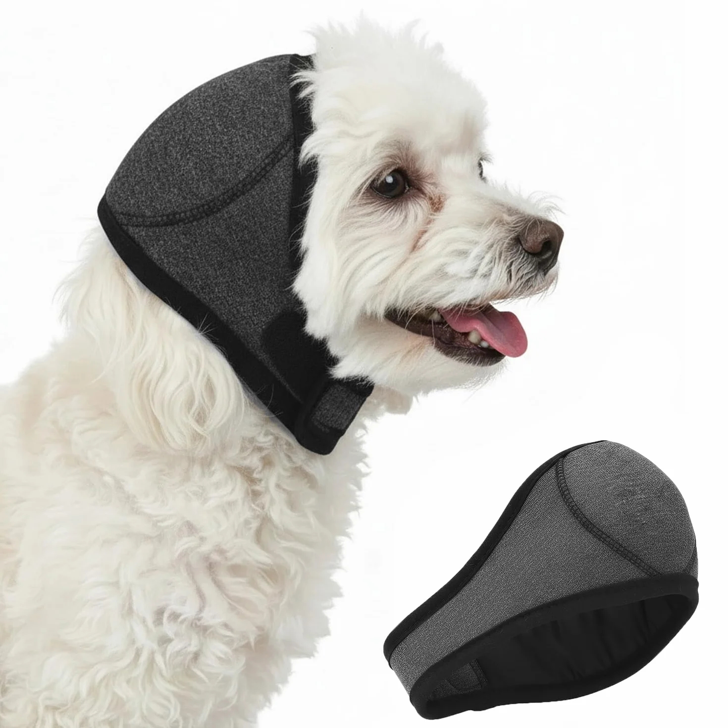 Protège-Oreilles Chien, Protection Auditive Anti-Bruit Réglable pour Petits et Moyens Chiens, Convient pour Toilettage, Bain, Orage et Feux d'artifice (Gris-S)