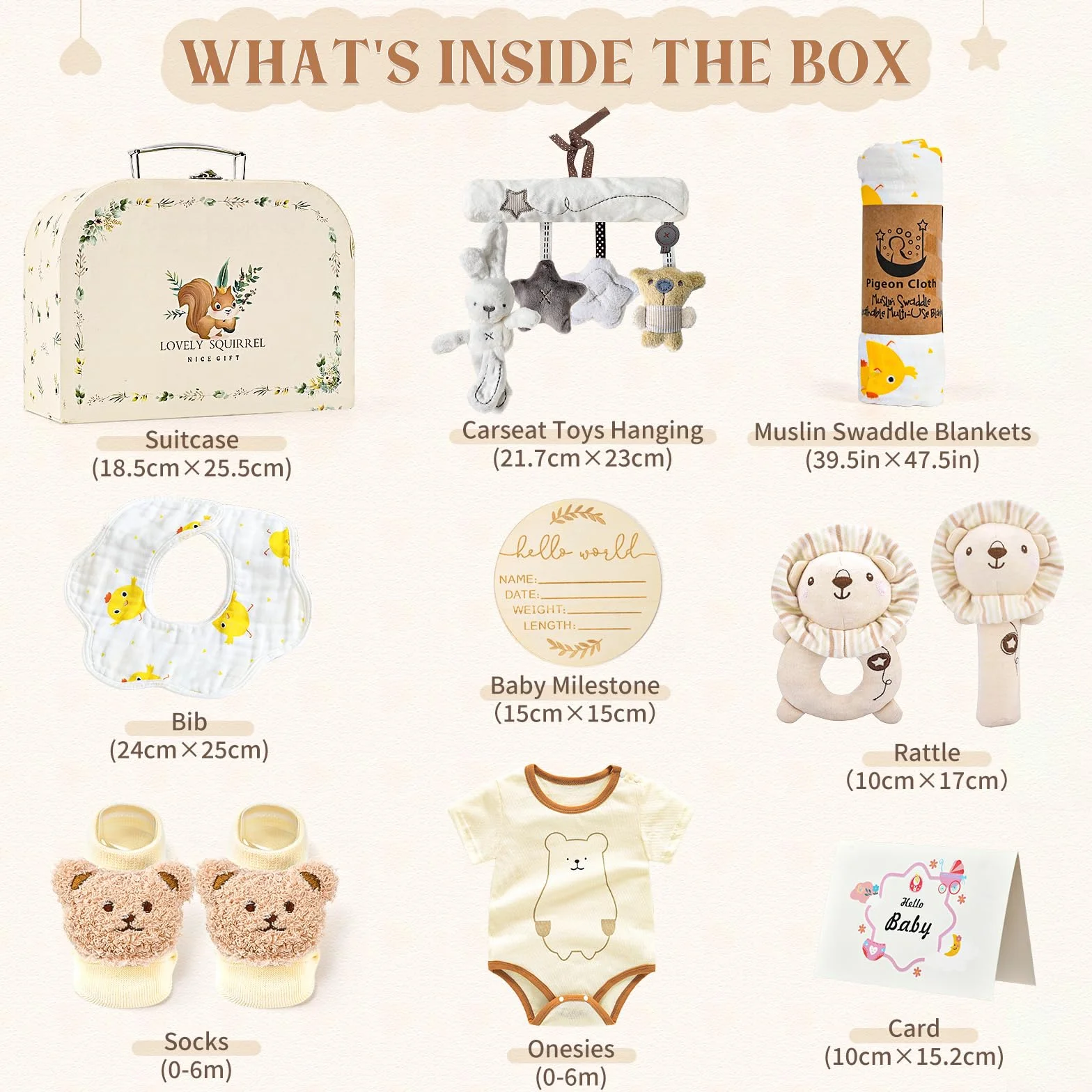 Coffret Naissance Fille Garcon avec Barboteuse Bebe Serviettes Bain Bavoir Chaussettes Hochet
