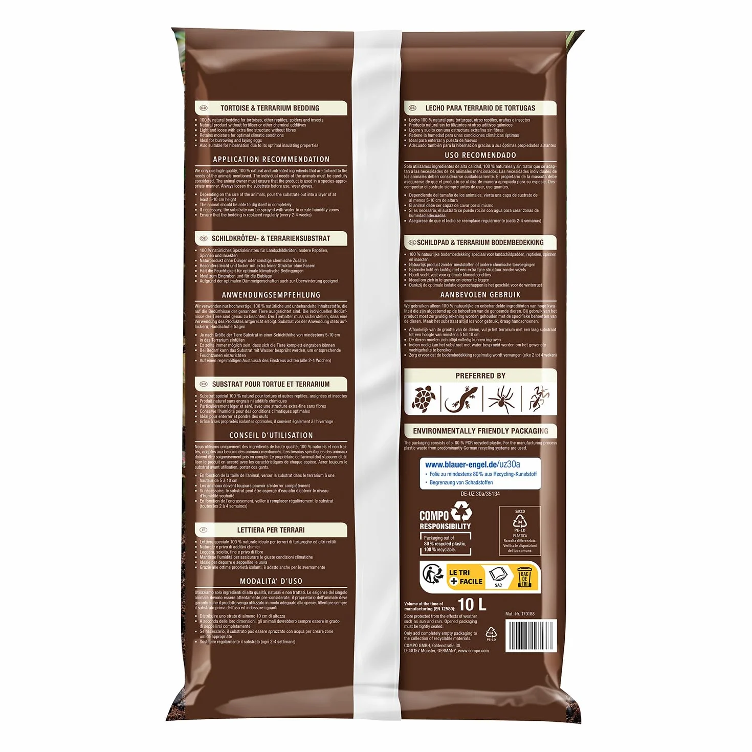 Compo Zoo Substrat pour Tortues et Terrariums 10 L