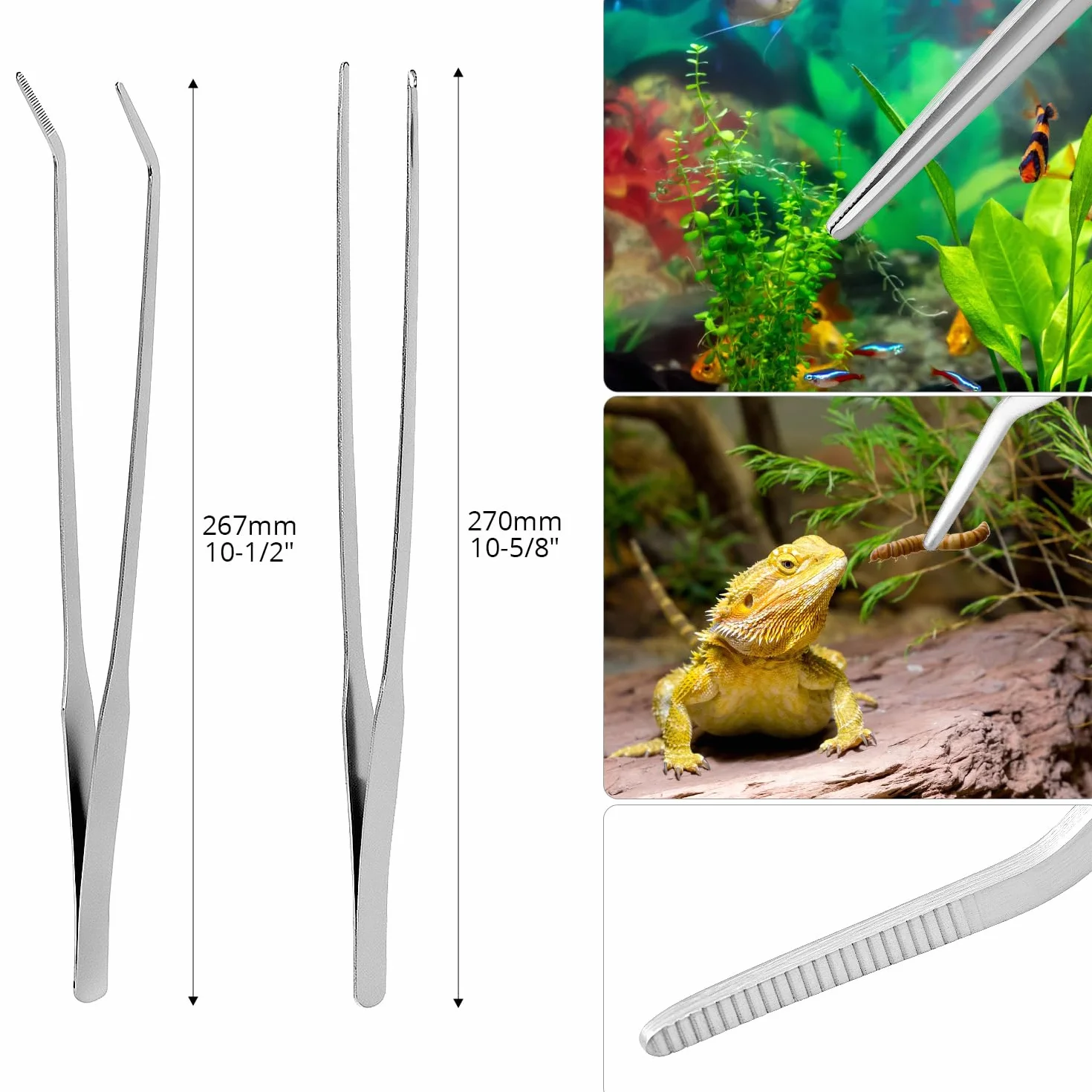 QWORK 4-en-1 kit aquascape aquarium, ensemble ciseaux pincettes spatules acier inoxydable