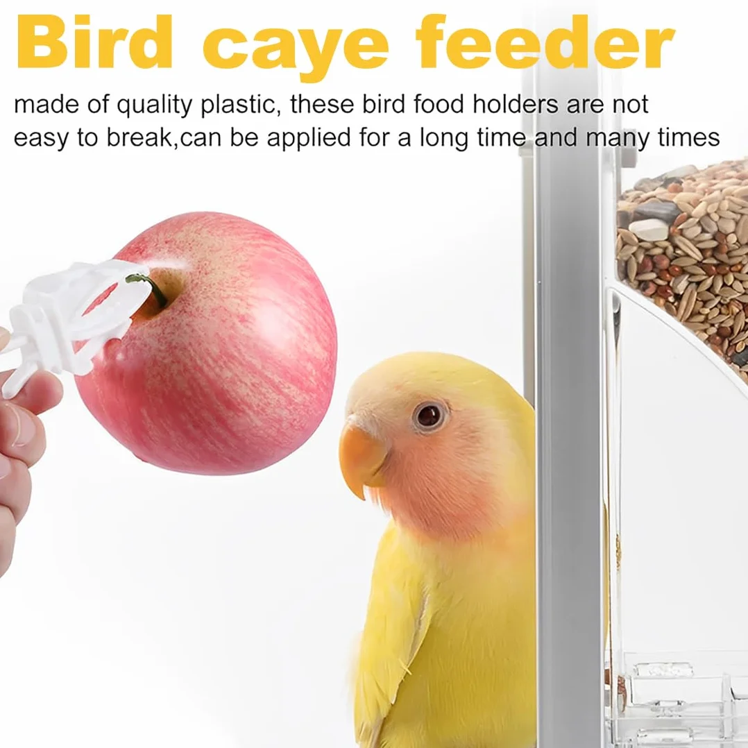 Mangeoires pour oiseaux Lot de 6 pinces à nourriture en plastique pour cages à oiseaux, accessoires pour perroquets perruches