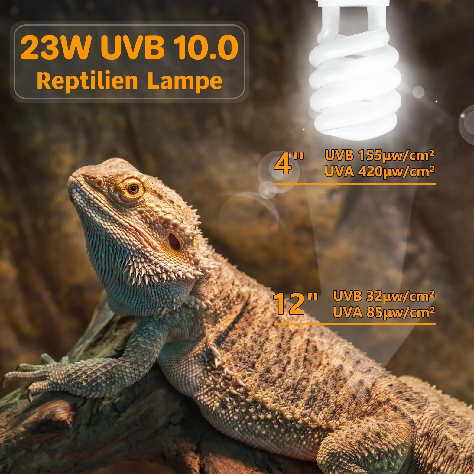 LUCKY HERP Lampe Reptile UVB 10.0 23W Ampoule UVA UVB 150 Fluorescente Compacte pour Terrarium