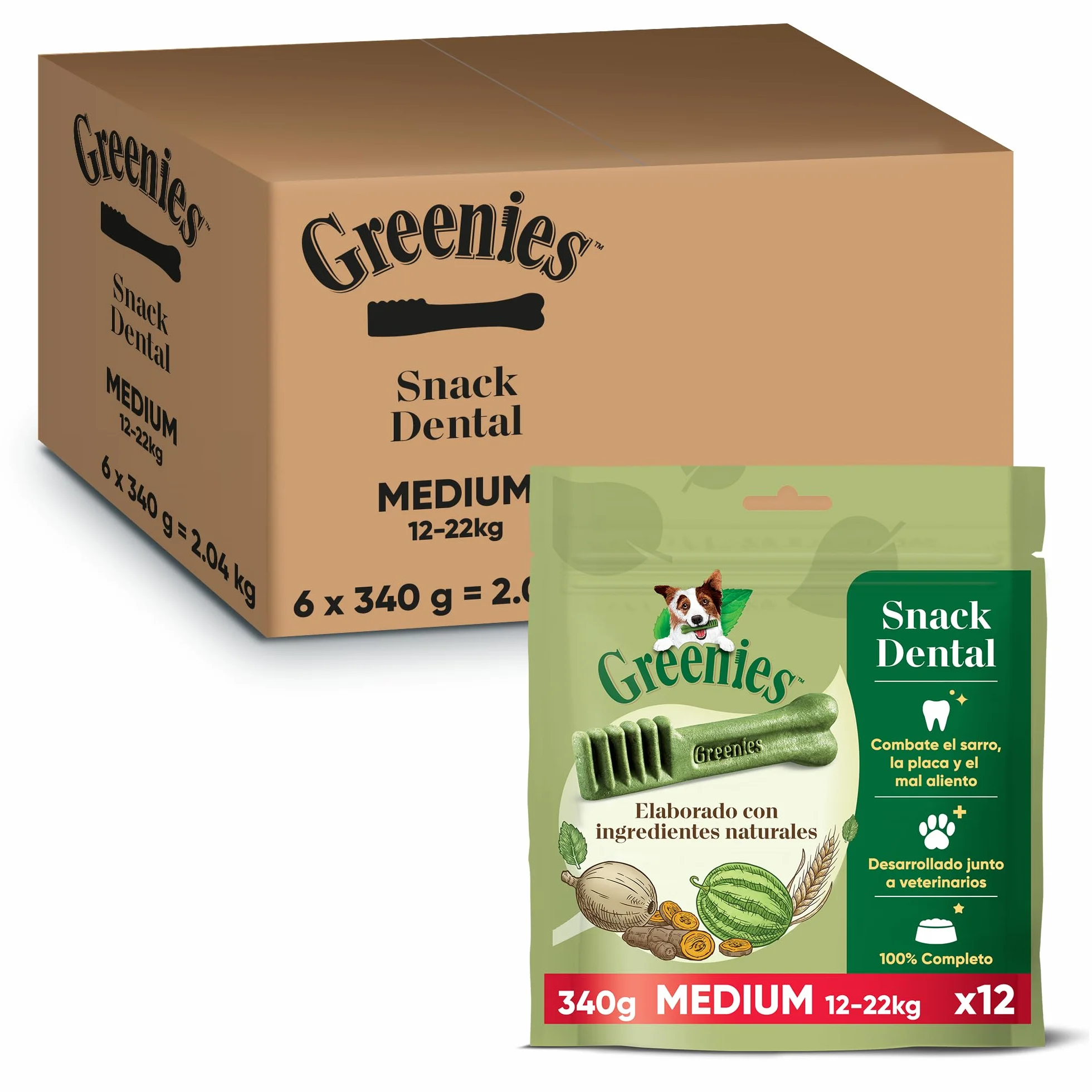 Greenies Dental Treats Medium pour Chien 12-22kg Friandises Dentaires 340g