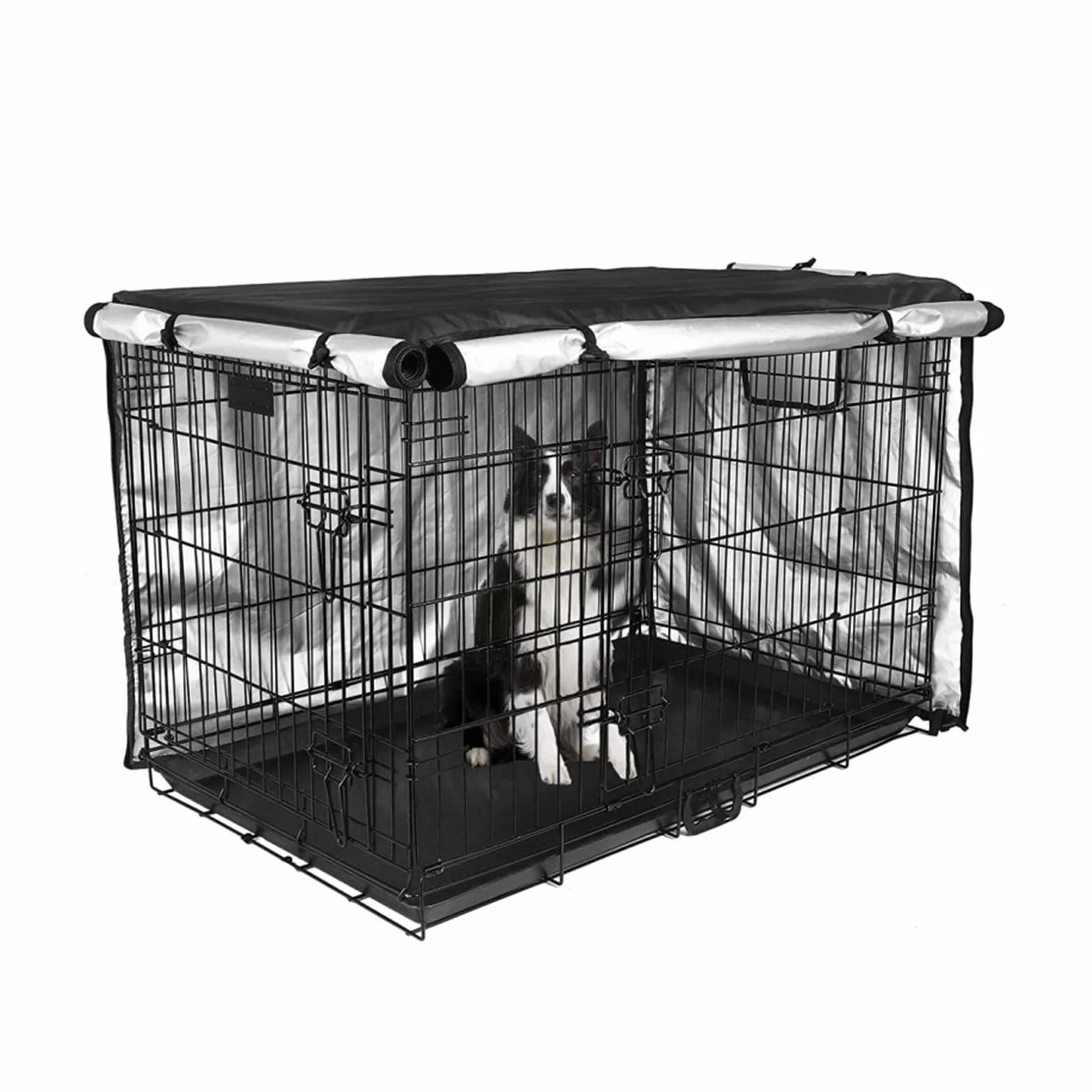 Housse de Cage Chien étanche 36 Pouces Tissu Oxford 210D Double Porte résistant au Froid et aux UV