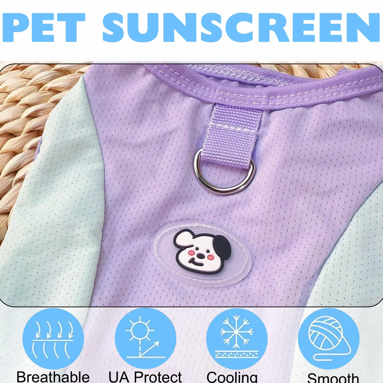 Gilet Rafraichissant Chien, Manteau Rafraichissant pour Chien, Vetement pour Chiens, Taille Petits et Moyens Violet Bleu